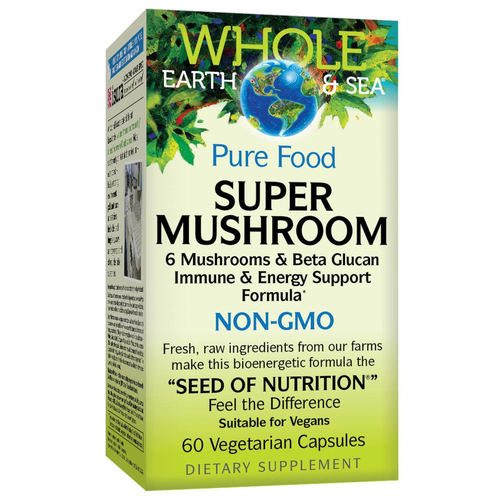Whole Earth & Sea Super Mushroom by Natural Factors - Vegan Whole Food Supplement, 60 Capsules