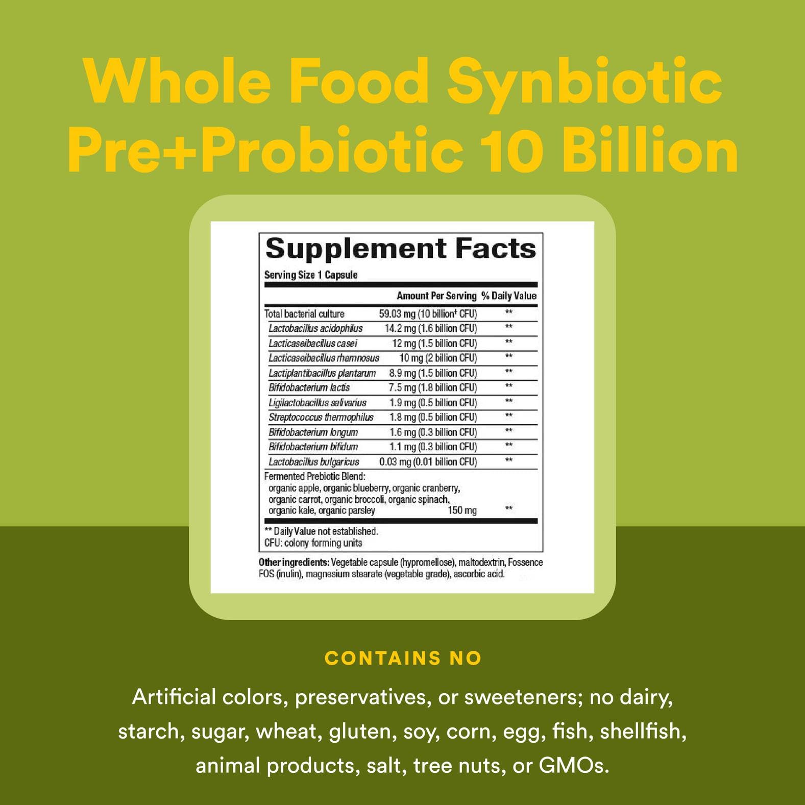 Natural Factors Whole Earth & Sea Synbiotic Pre + Probiotic, 60 Vegetarian Capsules