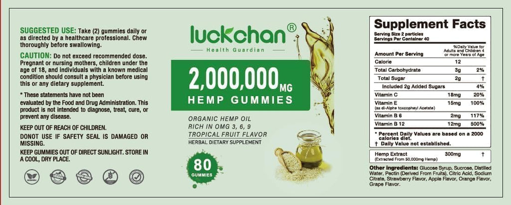 LUCKCHAN Hemp Gummies Advanced Extra Strength – 4-Pack for Sleep, Pain & Anxiety