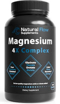 Natural Flow 4X Magnesium Supplement – Glycinate, Taurate, Malate & Orotate | 120 Capsules