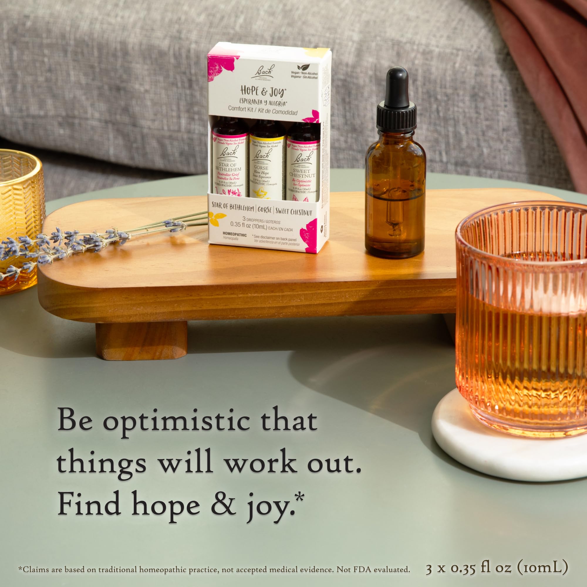 Bach Original Flower Remedies Hope & Joy Trio Kit - Non-Alcohol, 3x10mL Droppers