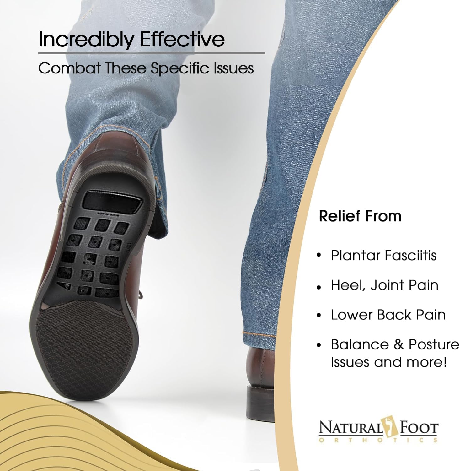 Natural Foot Orthotics Slim Insoles – Podiatrist-Designed Arch Support for Plantar Fasciitis Relief