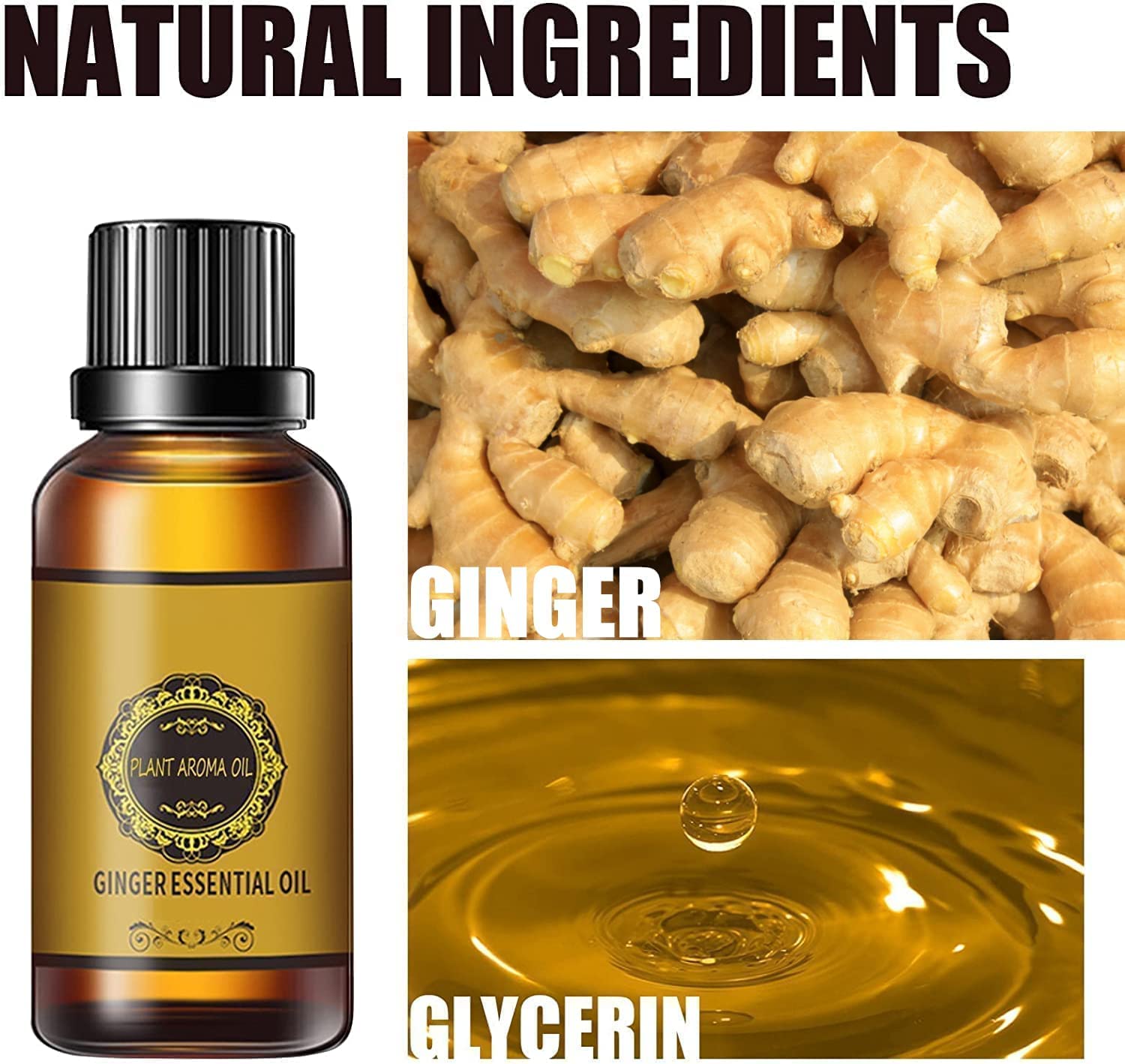 10 Pack Ginger Oil for Lymphatic Drainage – Natural Ginger Massage Oil