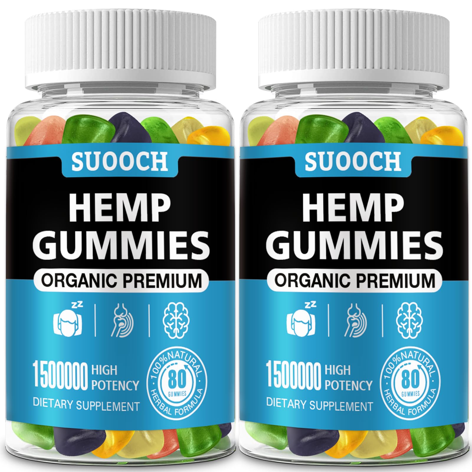 Natural Hemp Gummies – High Potency for Pain, Sleep & Anxiety (2-Pack)