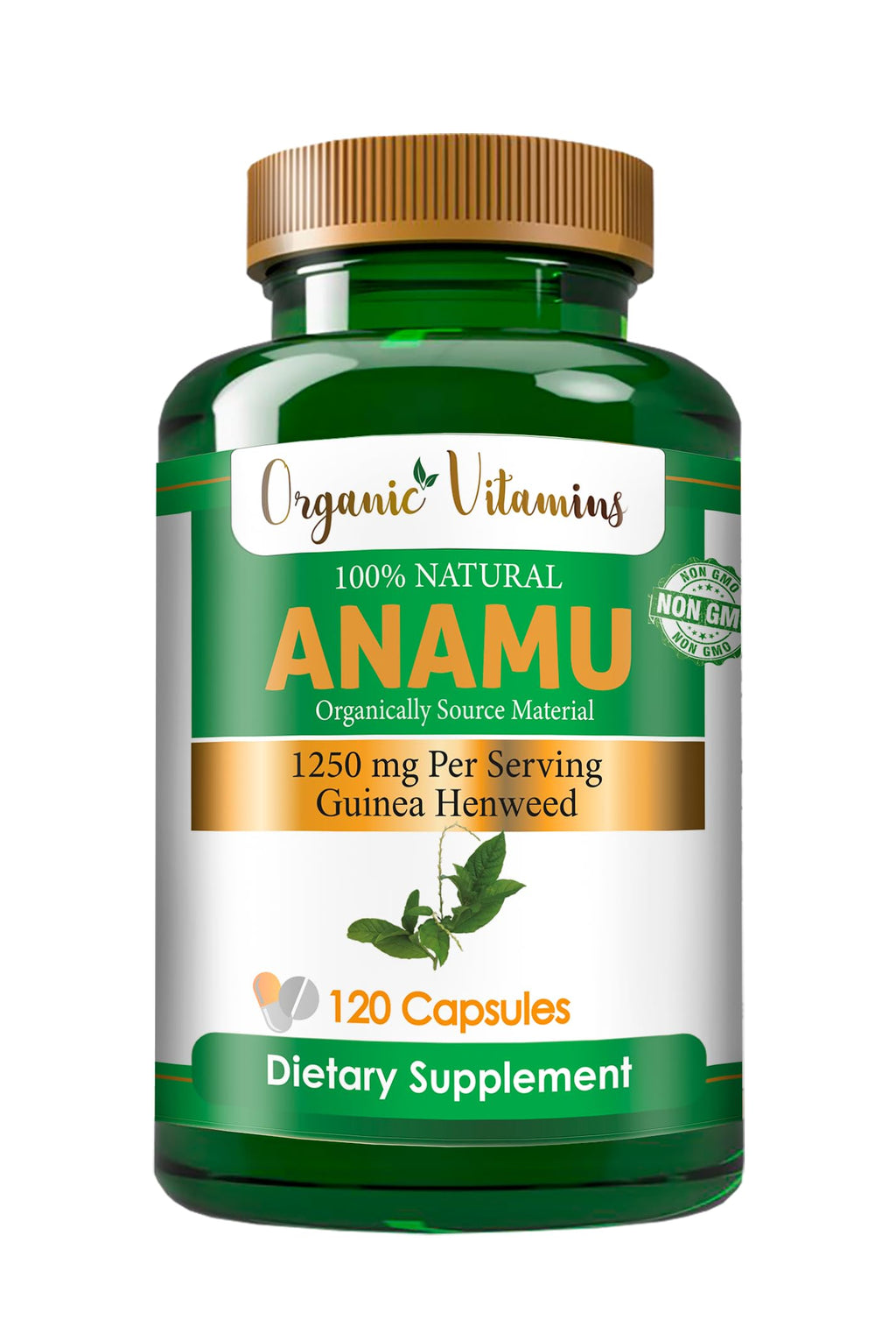 Organic Anamu 1250mg Supplement – 240 Capsules | Vitamisan (Petiveria alliacea)