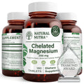 Natural Nutra Chelated Magnesium Oxide 250 mg – 180 Tablets (2 Pack) in BPA-Free Recyclable Glass Bottles