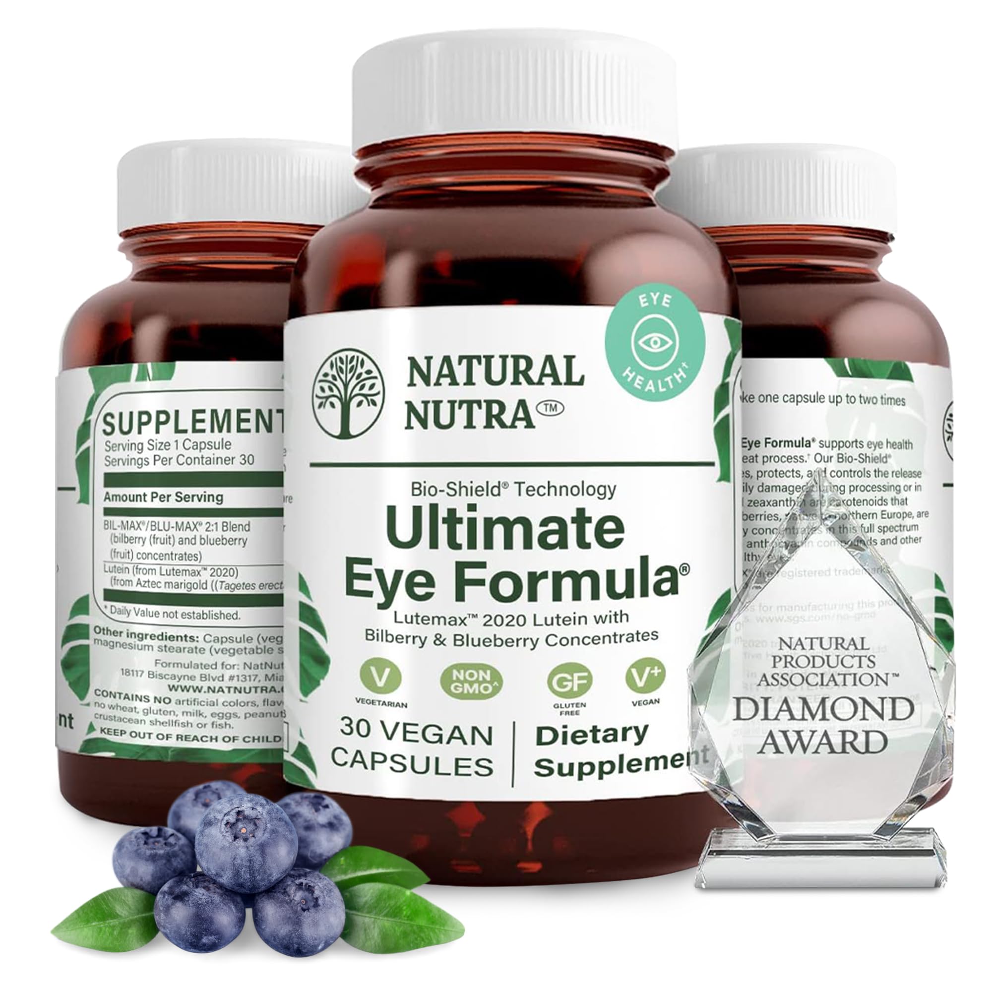 Natural Nutra Ultimate Eye Health - Bilberry & Blueberry Extract (30 Caps, Pack of 2) | Vegan, Non-GMO
