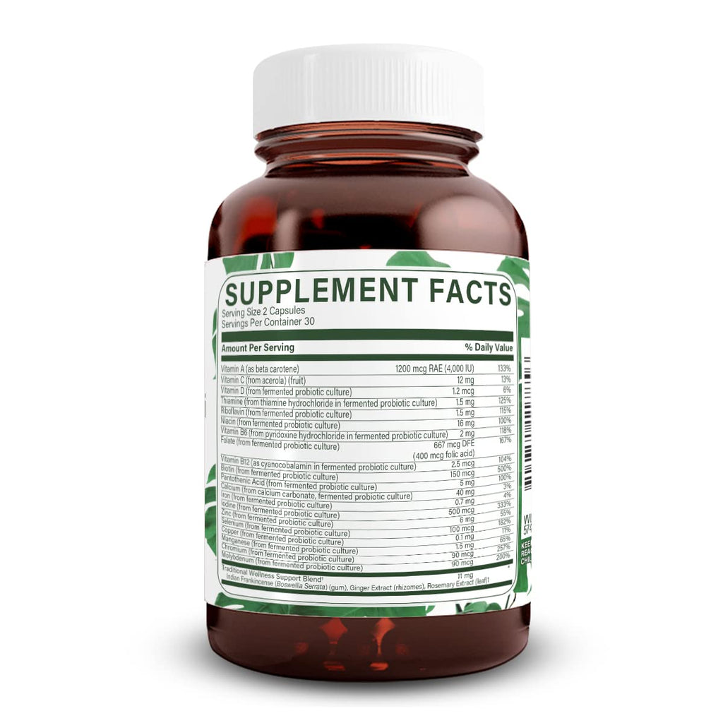 Natural Nutra Whole Food Multivitamin & Mineral for Women & Men – Energy, Immunity & Bone Health (60 Capsules)