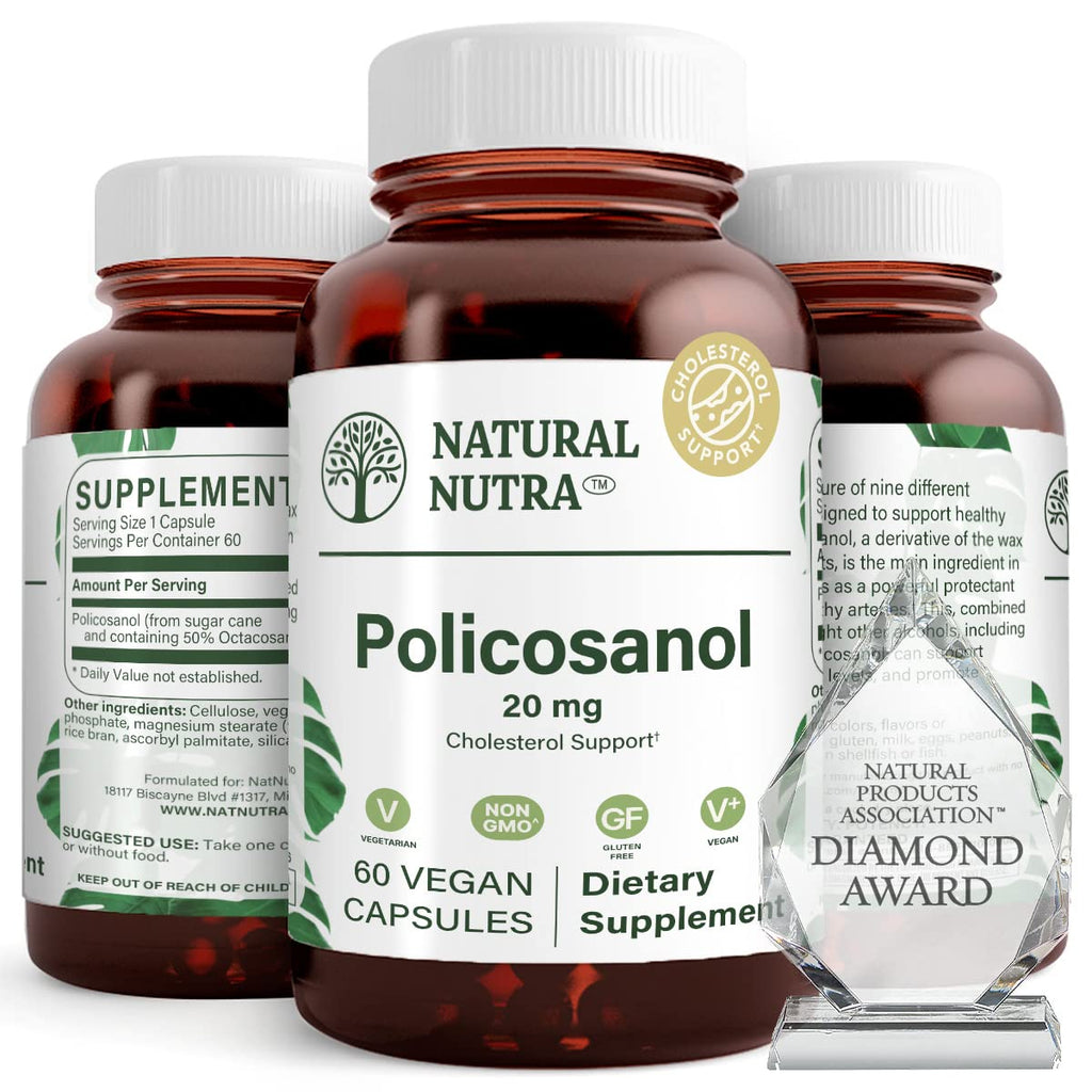 Natural Nutra Policosanol 20mg with Octacosanol – 60 Vegan Capsules