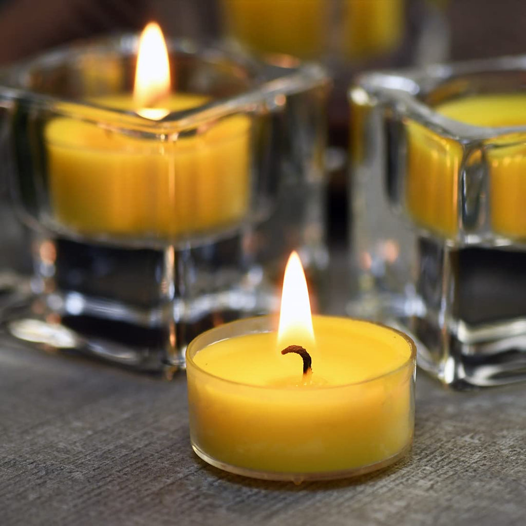 DEYBBY Lemon Scented Soy Wax Tealight Candles – 24-Pack, 4-Hour Burn