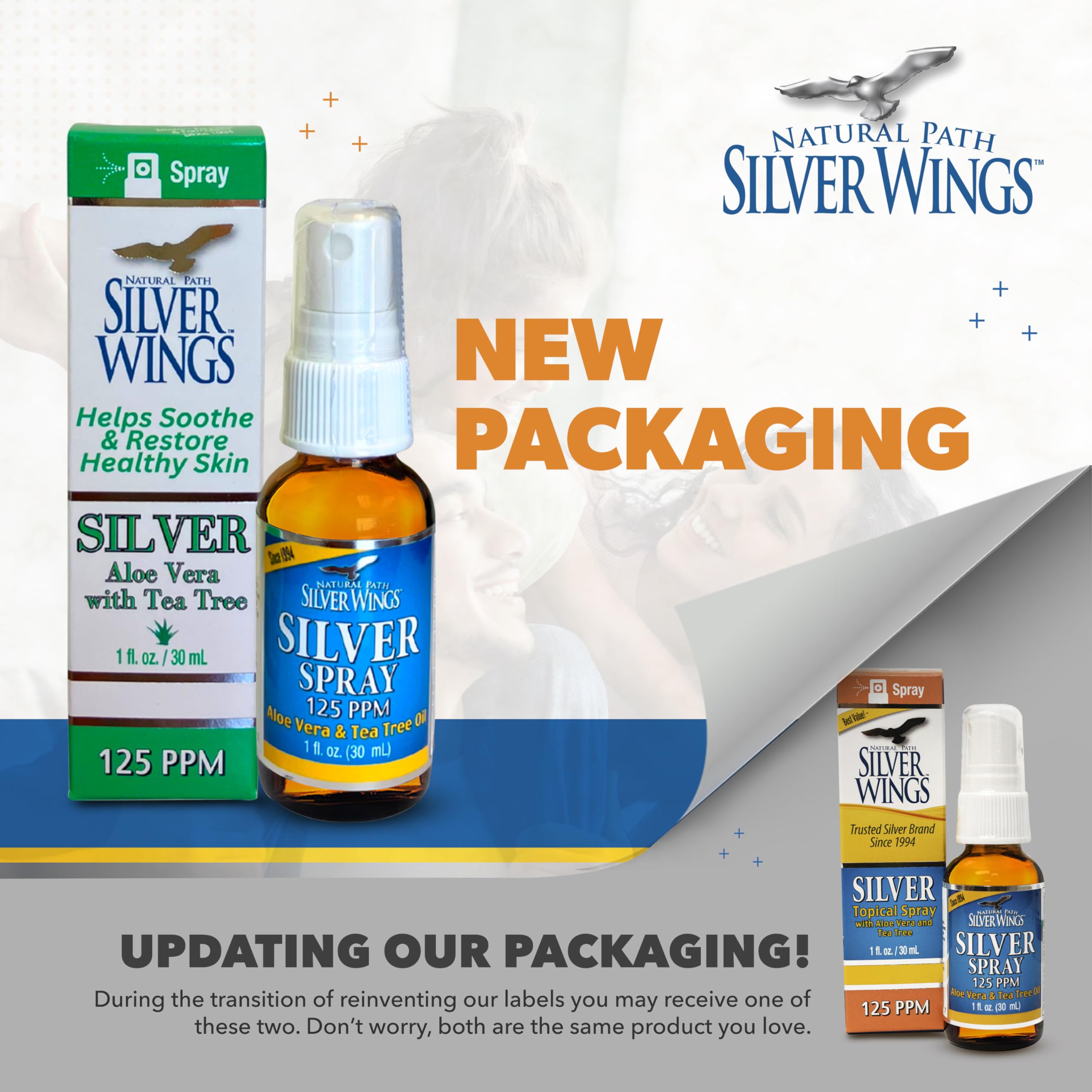 Natural Path Silver Wings Silver Spray – Aloe Vera & Tea Tree Oil, 125ppm, 1oz