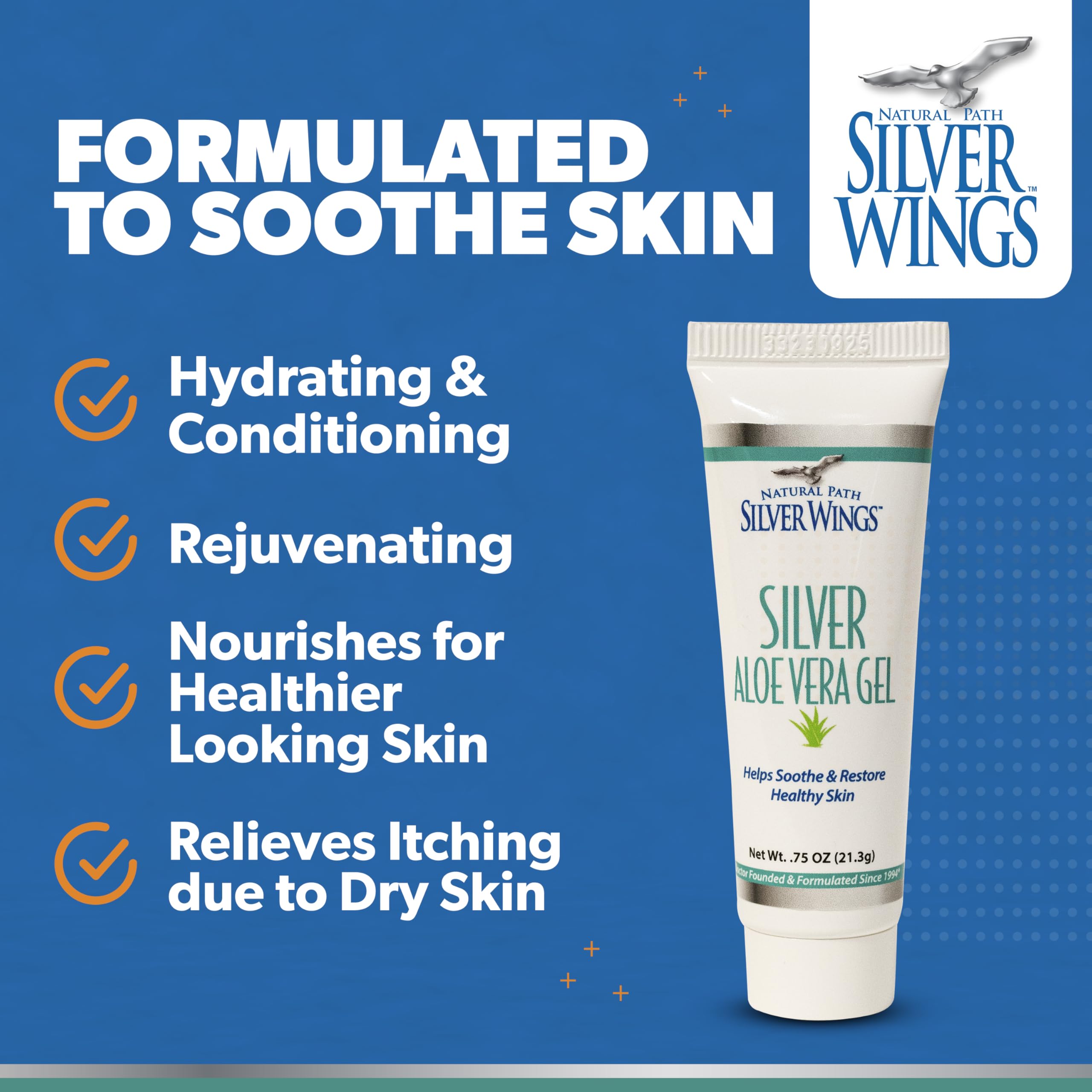 Natural Path Silver Wings 200ppm Silver with Aloe Vera Gel - Soothing Skin Care 0.75 oz