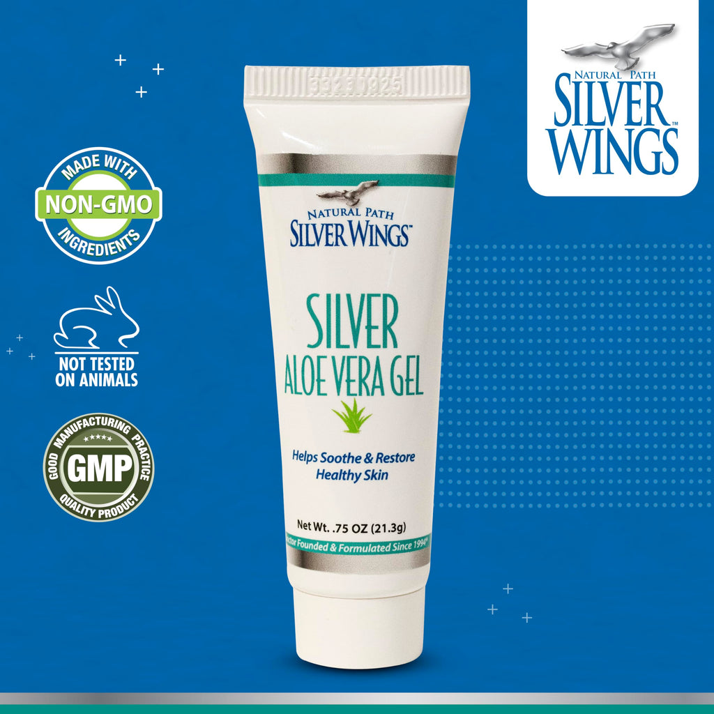Natural Path Silver Wings 200ppm Silver with Aloe Vera Gel - Soothing Skin Care 0.75 oz
