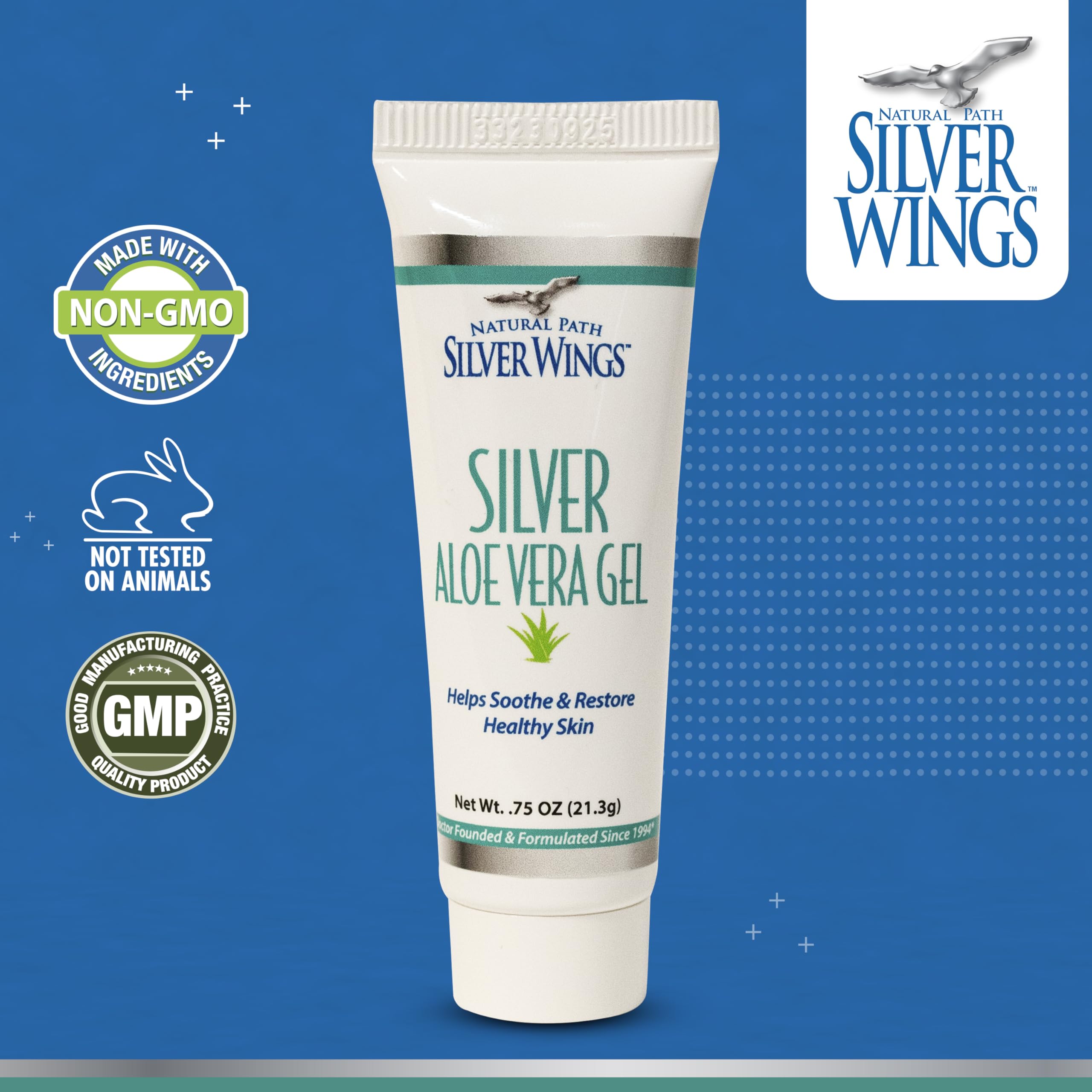Natural Path Silver Wings 200ppm Silver with Aloe Vera Gel - Soothing Skin Care 0.75 oz