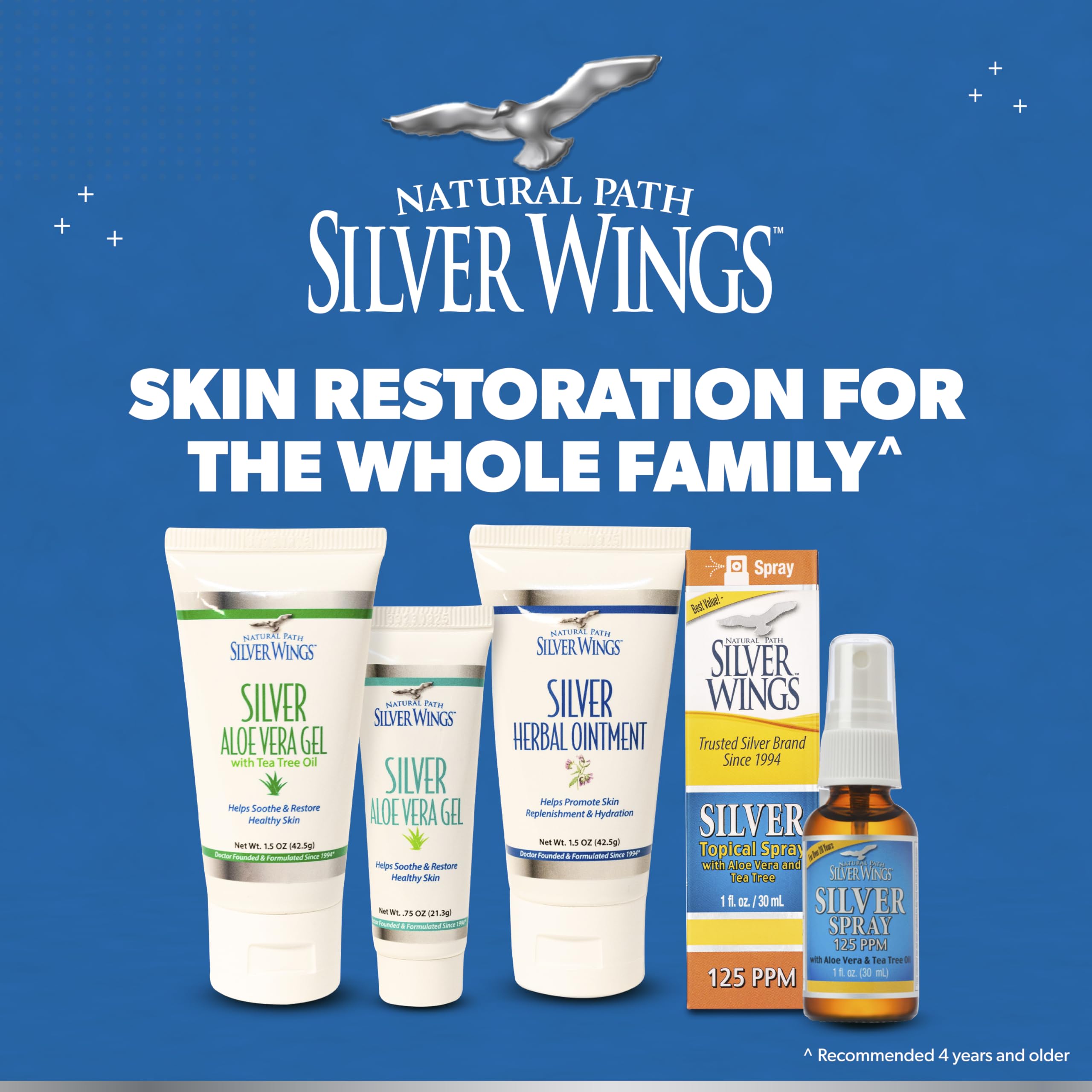 Natural Path Silver Wings 200ppm Silver with Aloe Vera Gel - Soothing Skin Care 0.75 oz