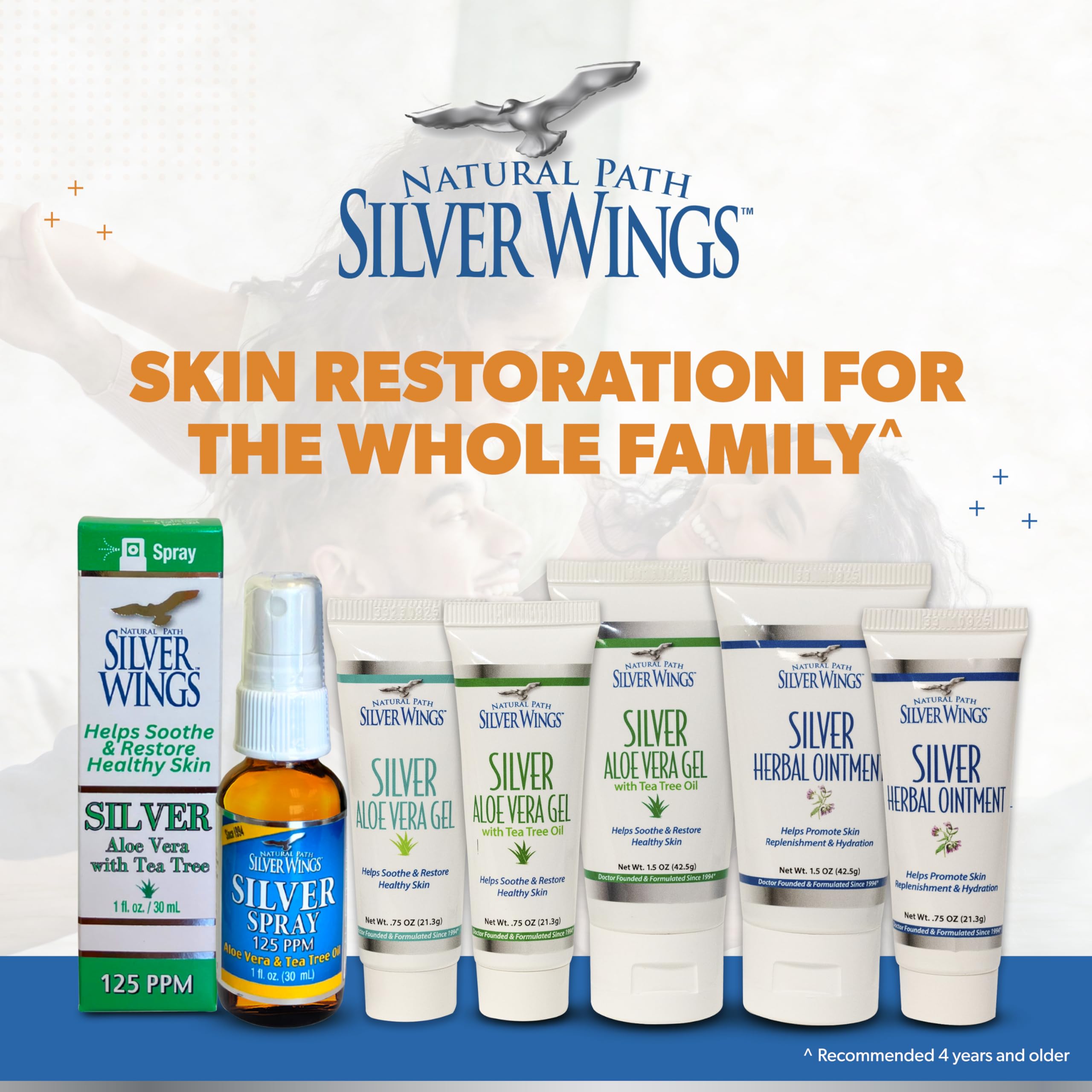 Natural Path Silver Wings Silver Spray – Aloe Vera & Tea Tree Oil, 125ppm, 1oz