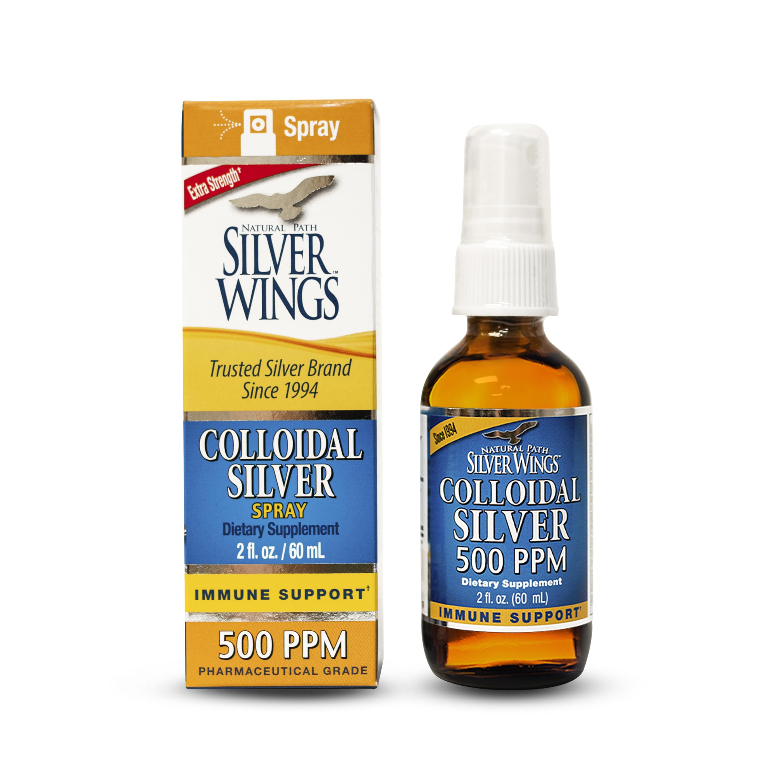 Natural Path Silver Wings Colloidal Silver - Extra Strength 500ppm 2oz Spray