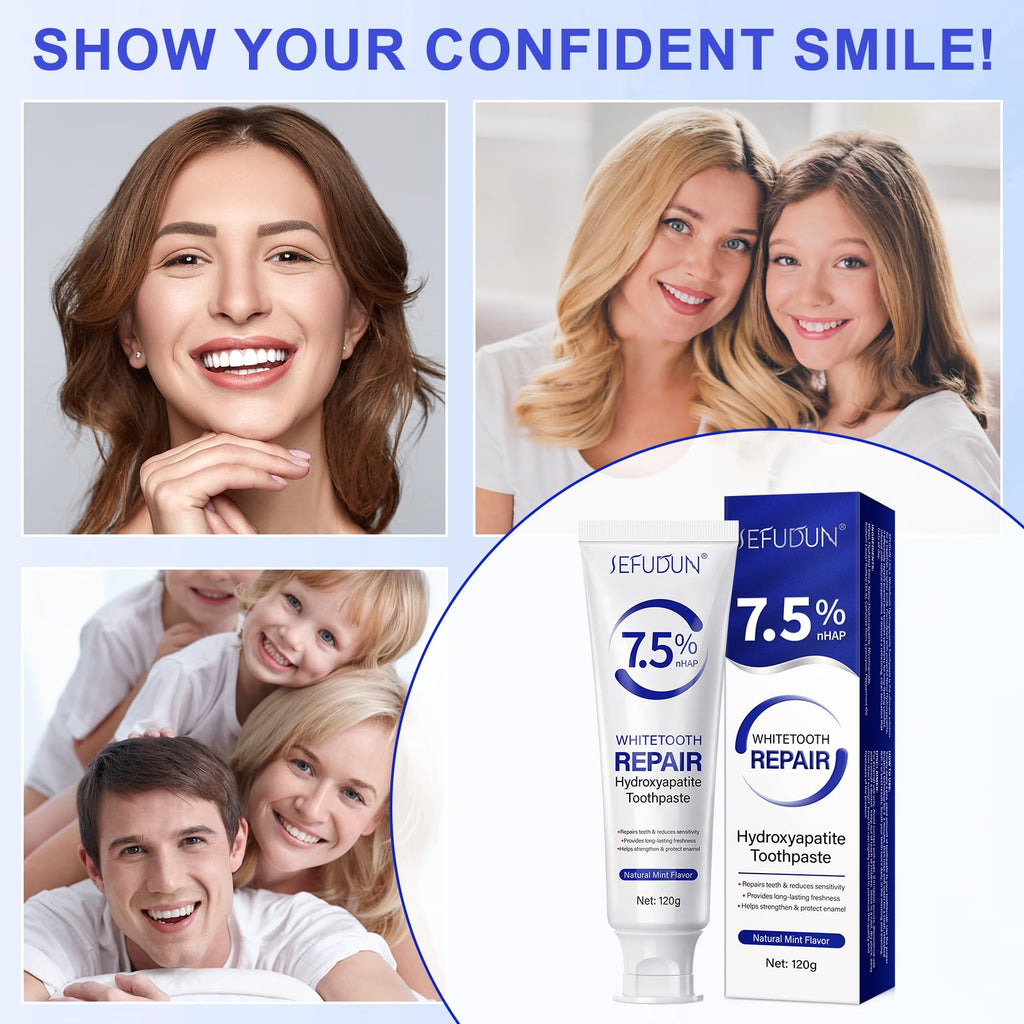 7.5% Hydroxyapatite Toothpaste (Fluoride Free) – Nano HA for Sensitive Teeth, Enamel Protection (2pcs)