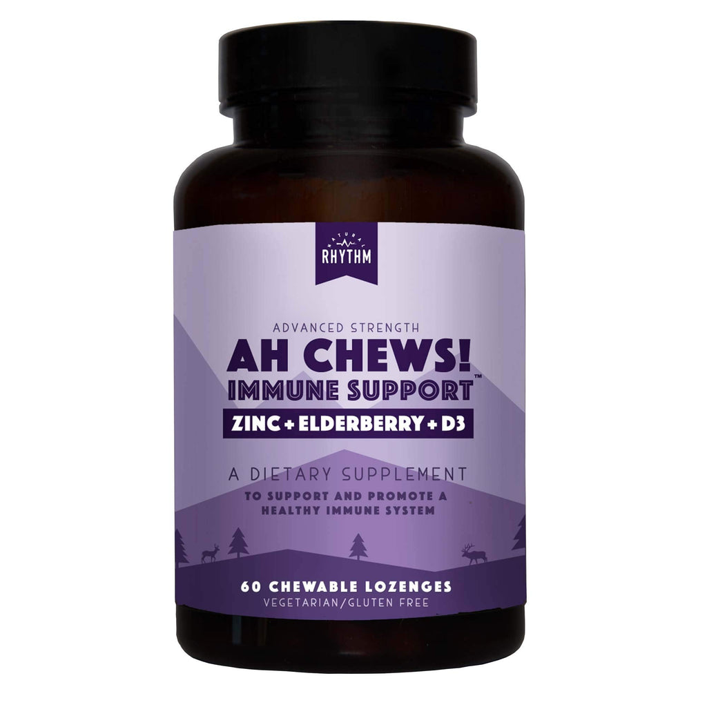 Natural Rhythm Ah Chews! Immune Booster Lozenges with Elderberry, Zinc & Vitamin D3 – No Added Sugar, 60 Capsules