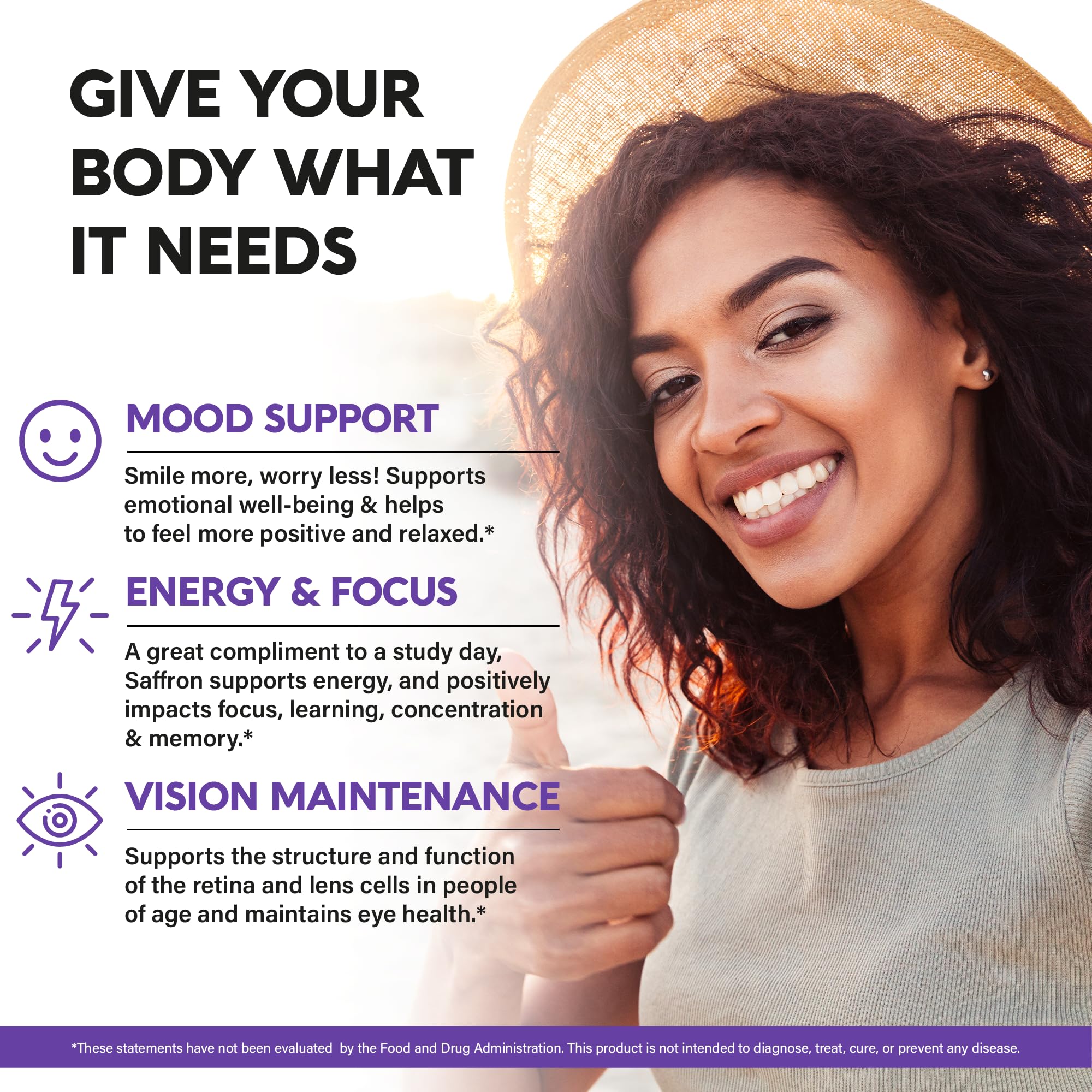 Natural Saffron Supplements 88.5 mg | Mood, Focus, Vision Support | Made in USA