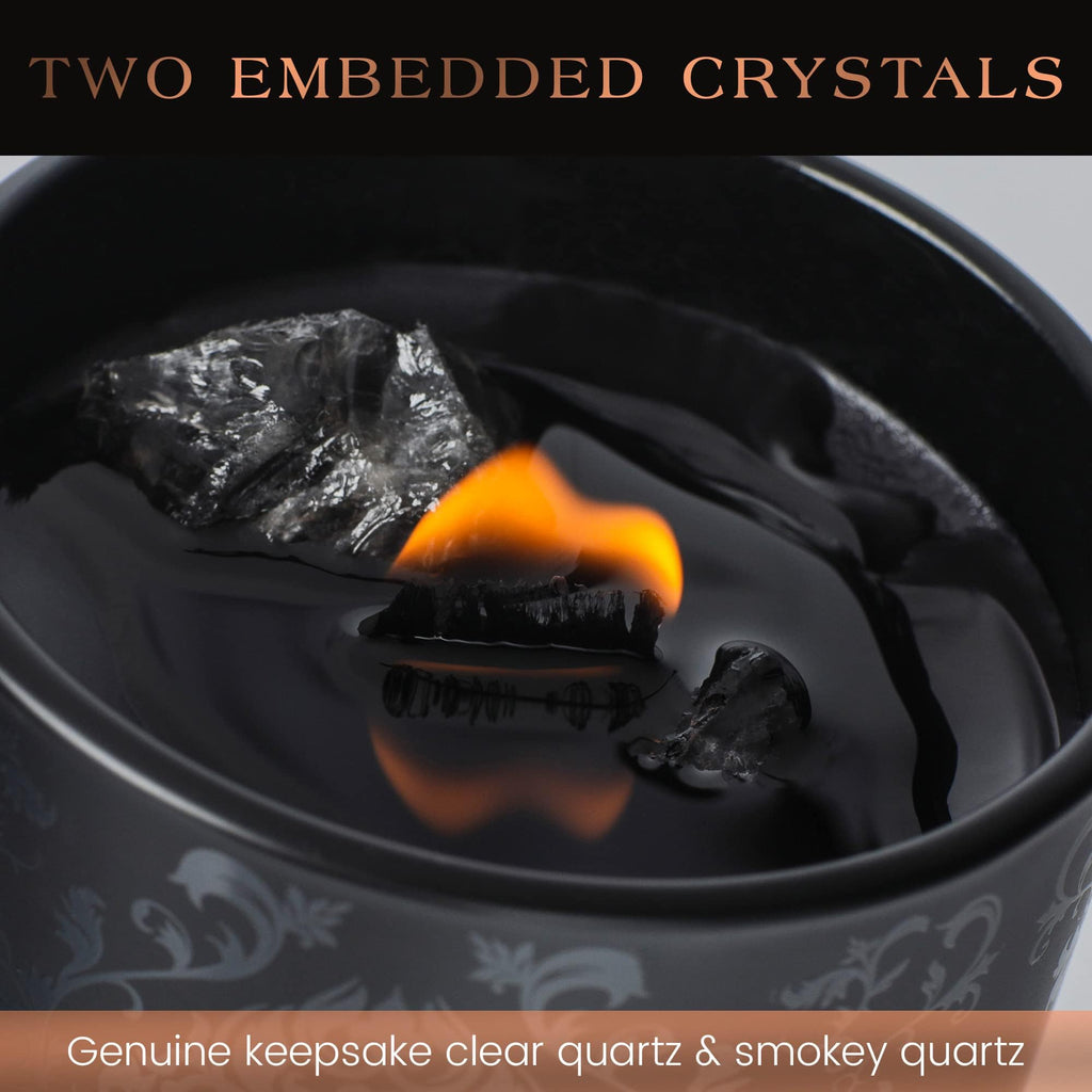 Black Orchid & Pine Moss Crystal Candle – Luxury Manifestation with Quartz Crystals (7.4oz)
