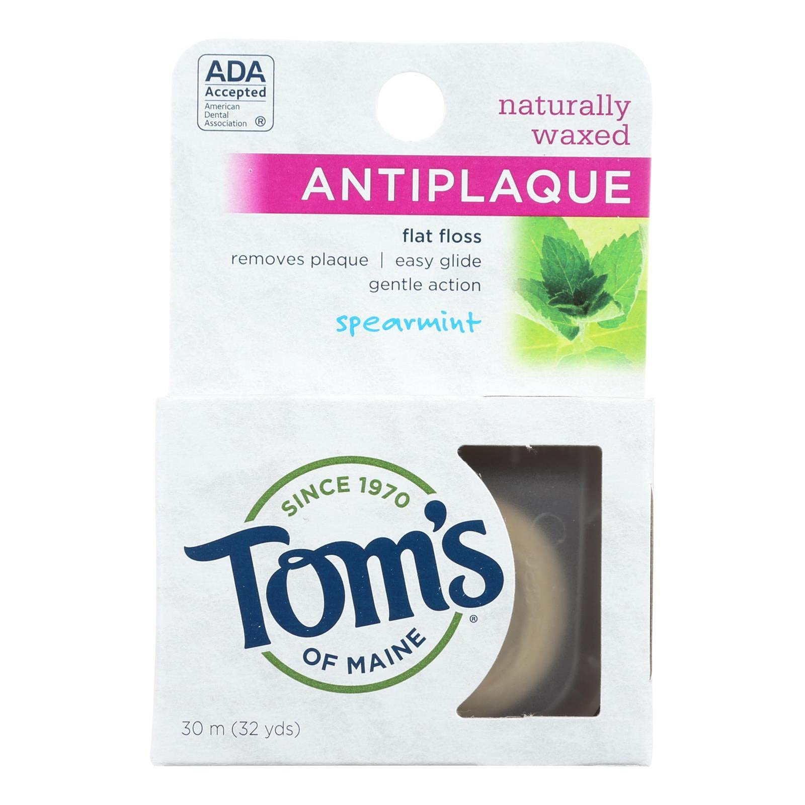 Natural Spearmint Antiplaque Flat Dental Floss - 32 yd, 6 per Case
