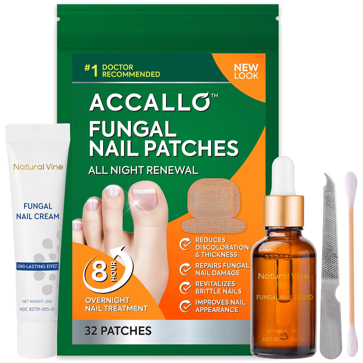 Natural Vine Toenail Fungus Treatment Kit | Patches, Liquid & Cream - Extra Strength