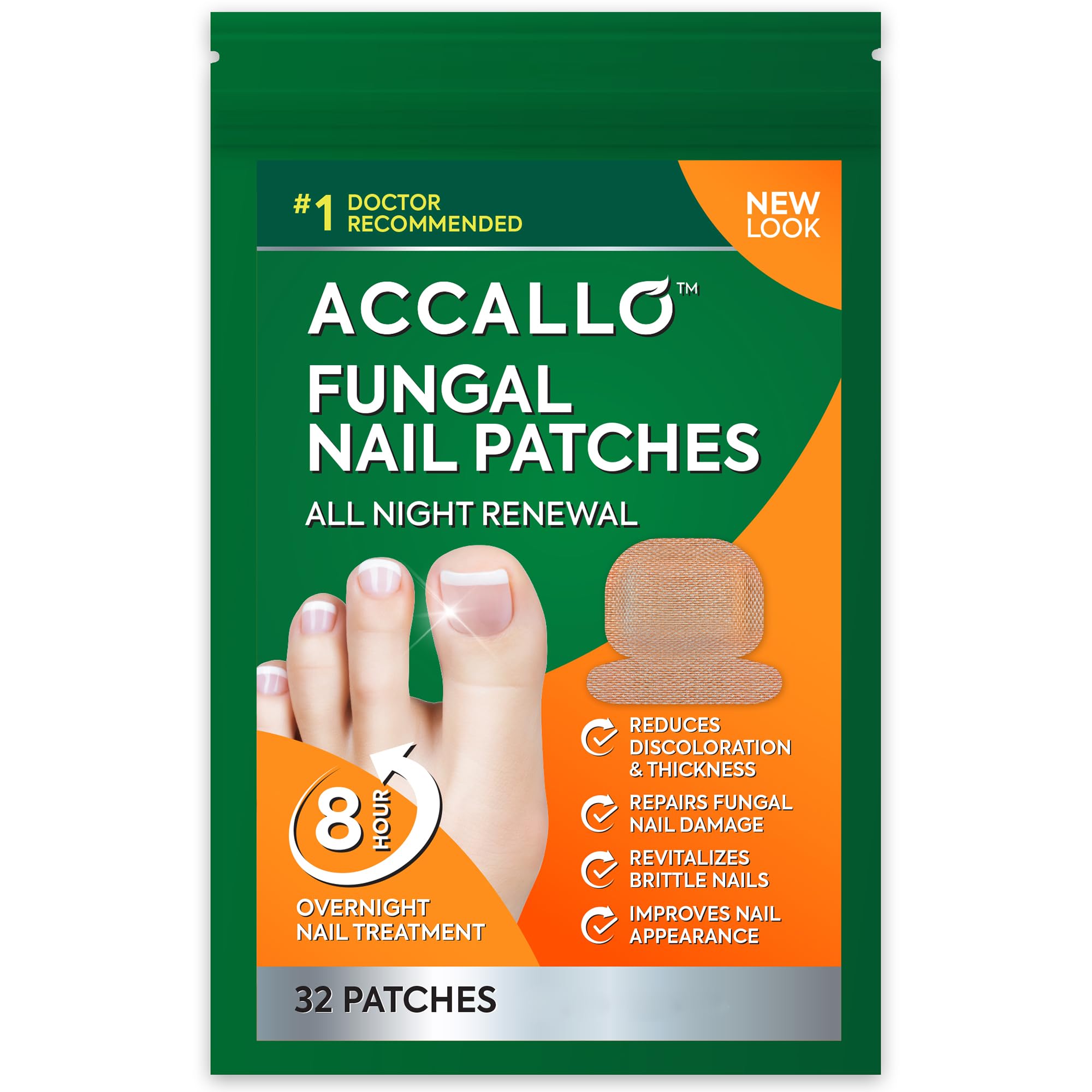 Natural Vine Toenail Fungus Patches — Extra Strength 1% Tolnaftate, 8-Hour Night Renewal | 32 Patches
