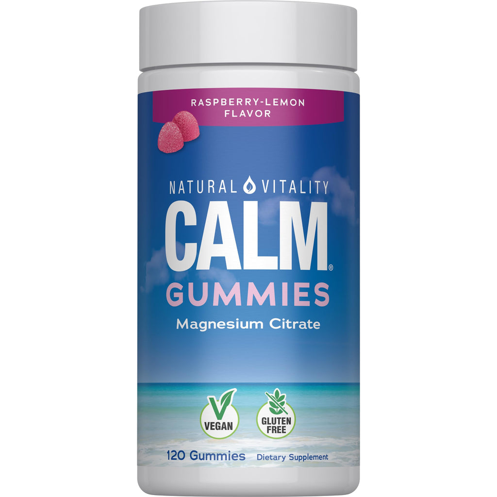 Natural Vitality CALM Gummies - Magnesium Citrate for Stress Relief, Raspberry Lemon, 120 Gummies | Vegan & Gluten-Free
