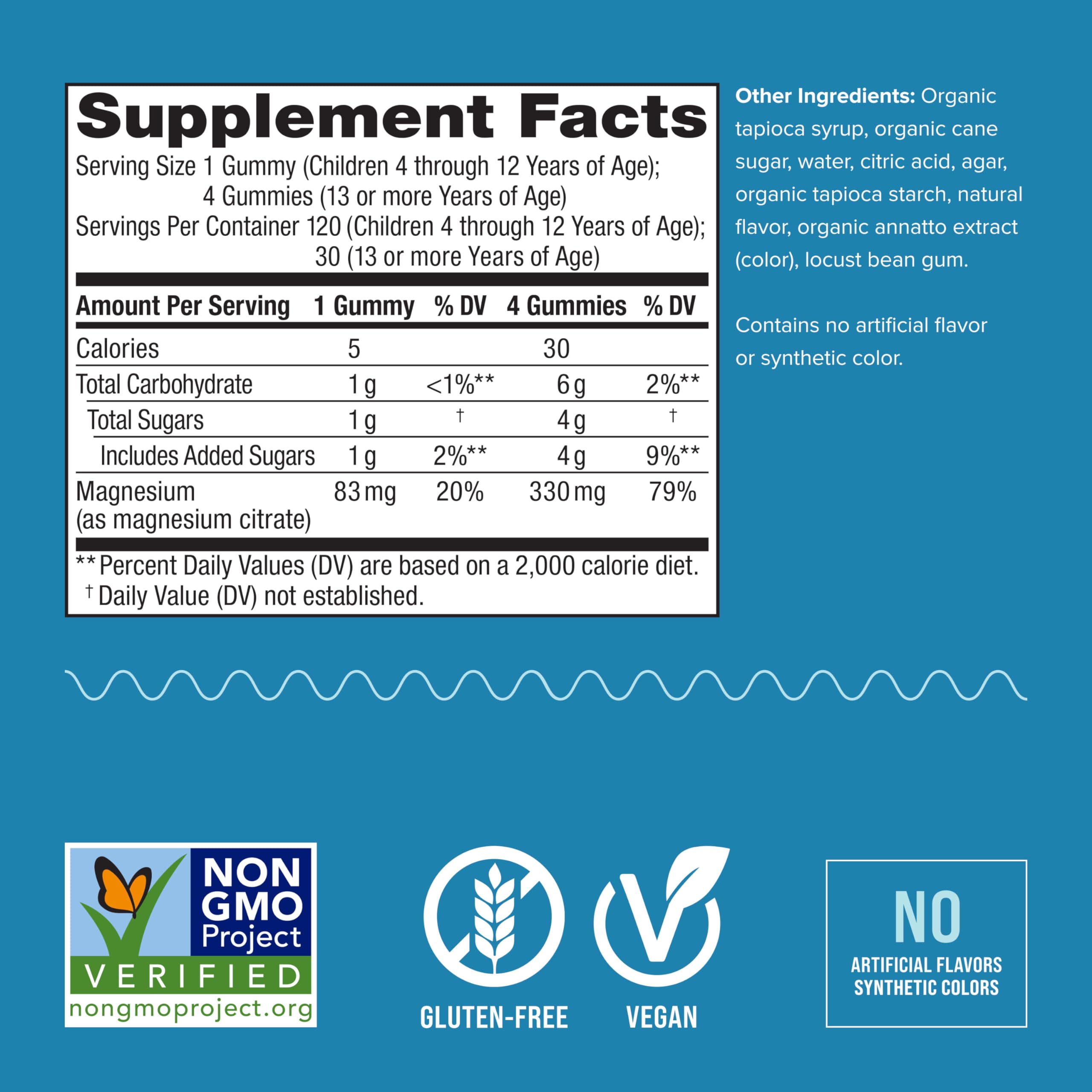 Natural Vitality CALM Kids Magnesium Gummies – Magnesium Citrate, Stress Relief, Gluten Free, Vegan (120 Gummies)