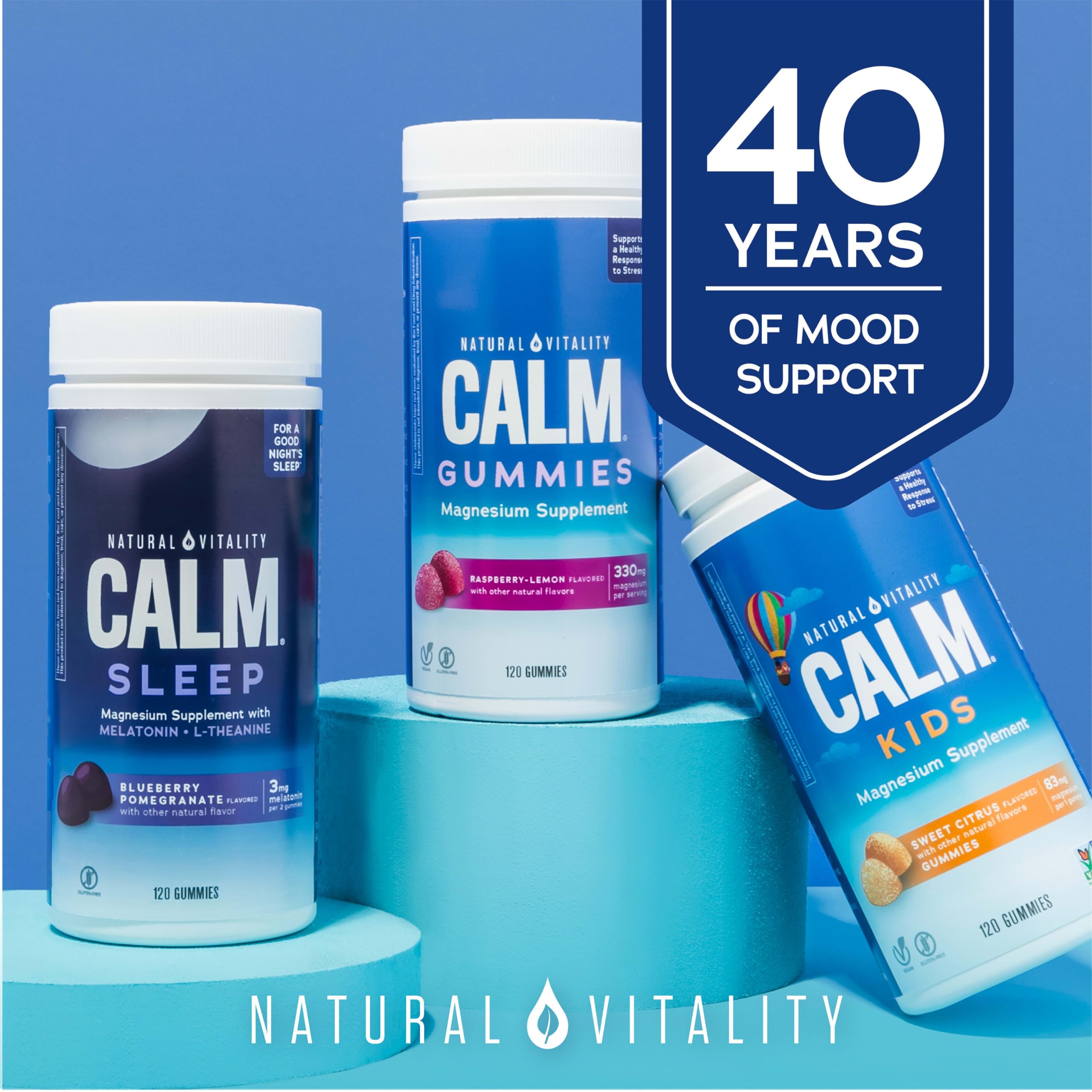 Natural Vitality CALM Kids Magnesium Gummies – Magnesium Citrate, Stress Relief, Gluten Free, Vegan (120 Gummies)