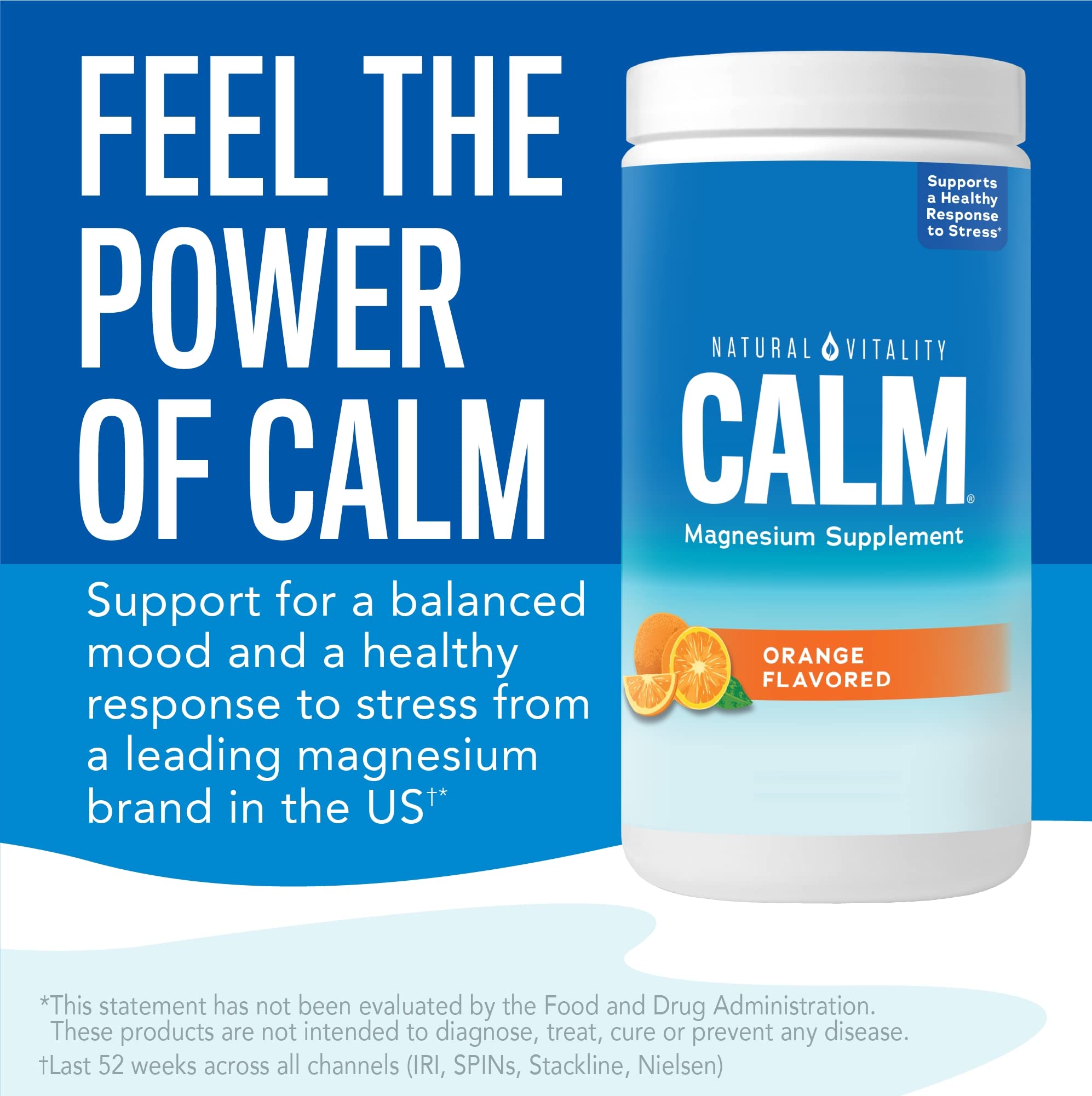 Natural Vitality CALM Magnesium Drink Mix – Orange, 8 oz | Gluten Free, Vegan, Non-GMO