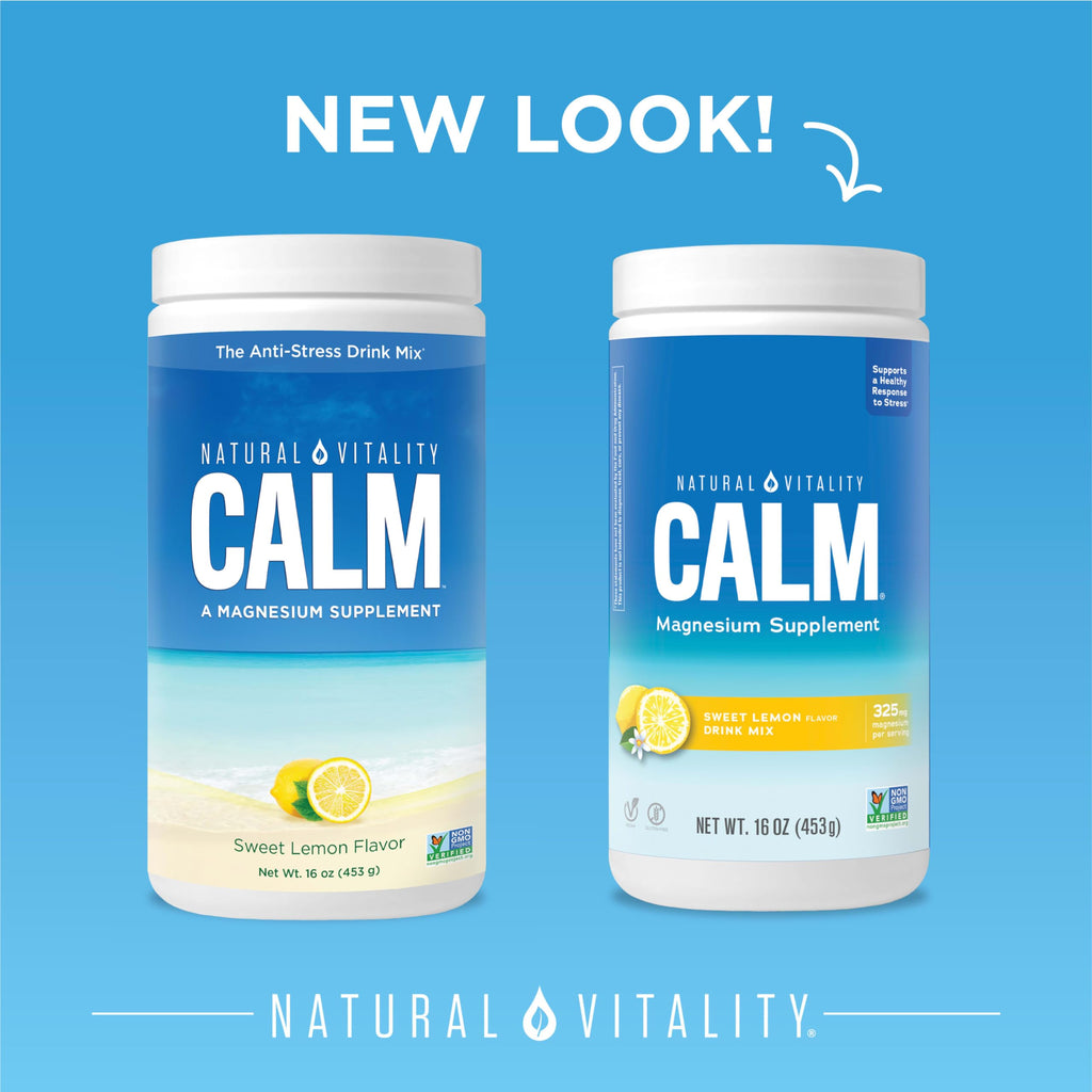 Natural Vitality CALM Magnesium Drink Mix – Lemon, 16 oz | Gluten Free, Vegan
