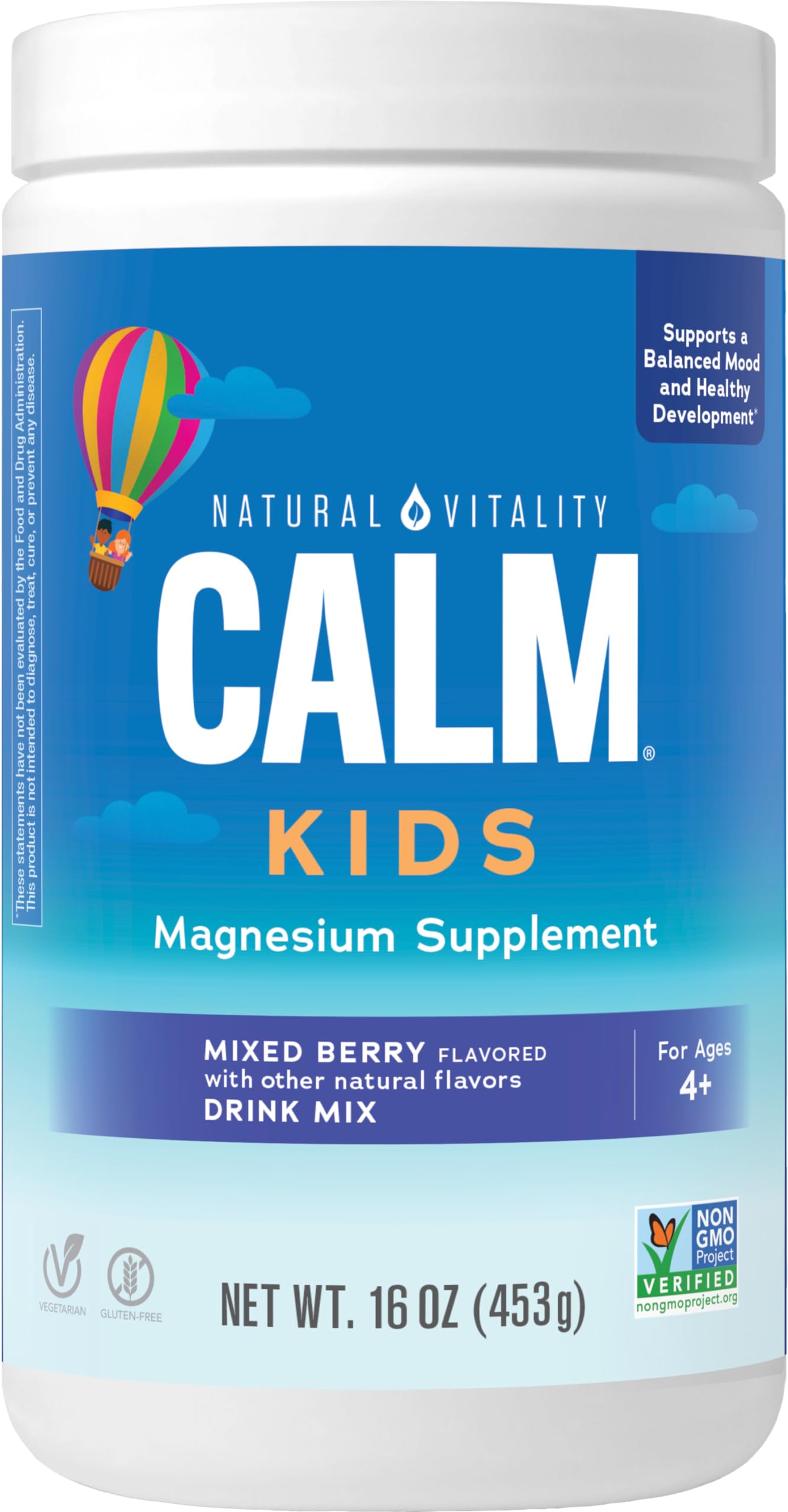 Natural Vitality CALM Sleep – Magnesium Citrate Drink Mix with GABA, Sleep Aid, Vegan, Gluten Free & Non-GMO, Mixed Berry, 16 oz