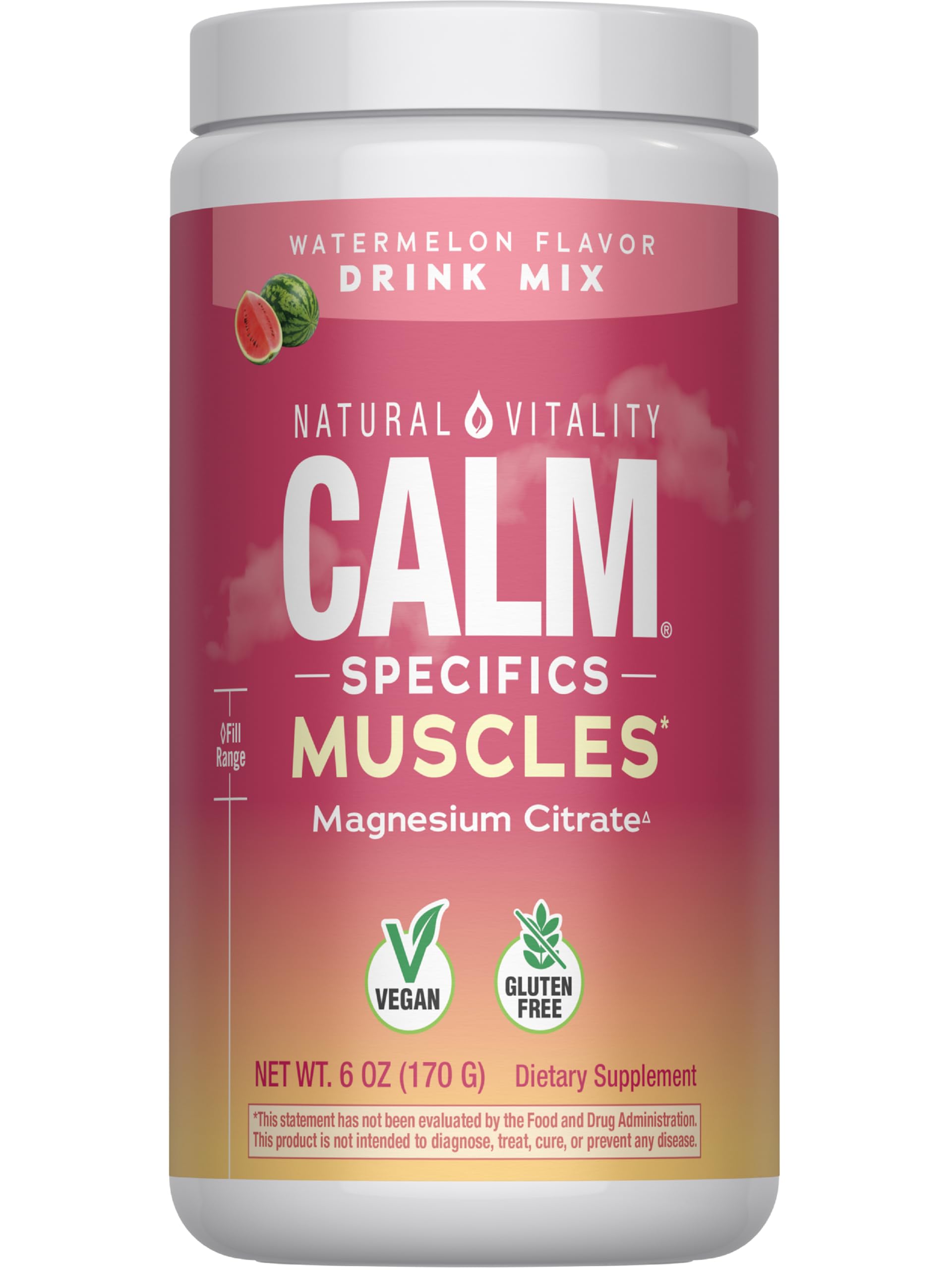 Natural Vitality Calm Specifics Calmful Muscles - Watermelon Powder 6 oz for Tired, Sore or Cramping Muscles