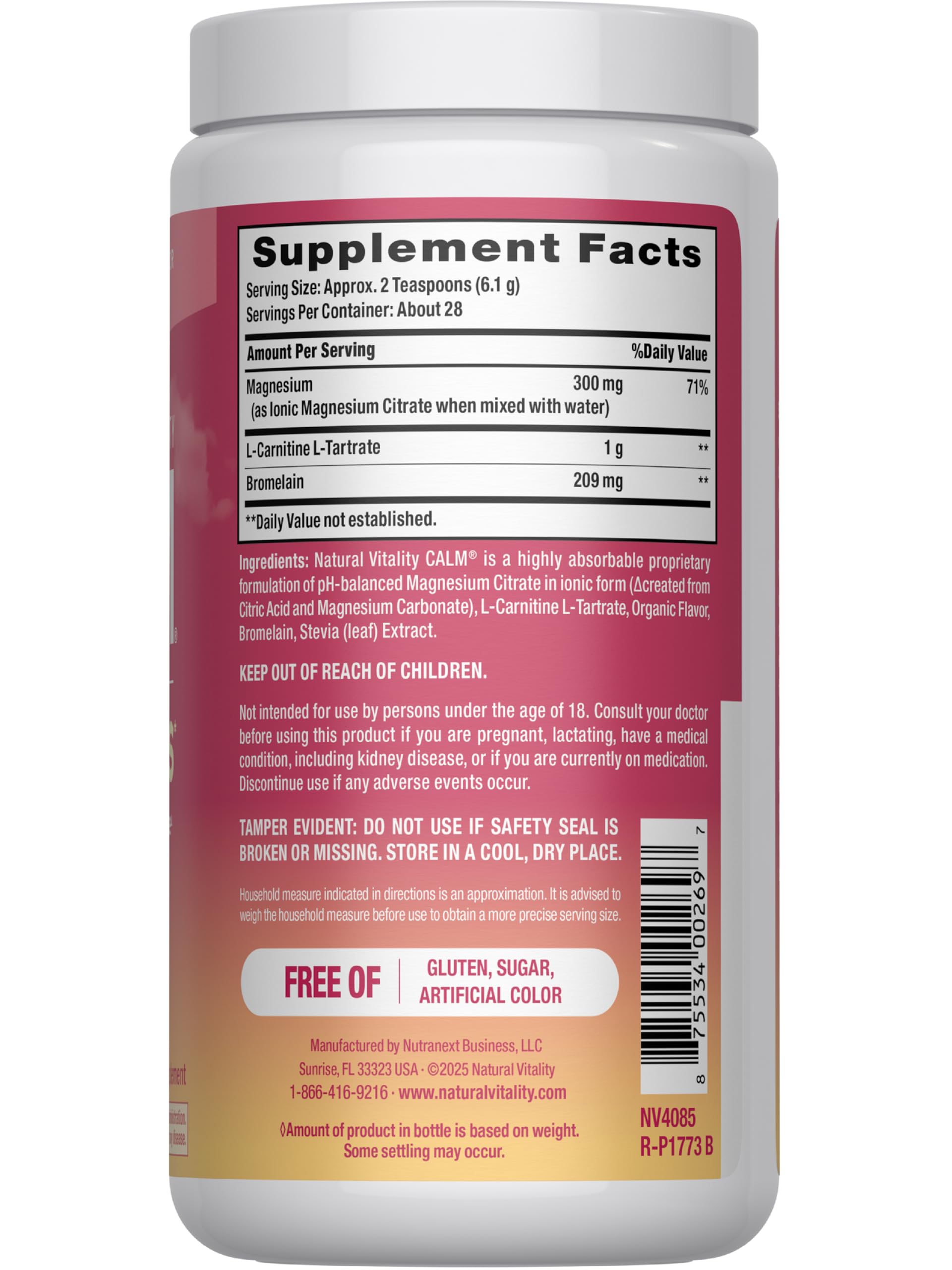 Natural Vitality Calm Specifics Calmful Muscles - Watermelon Powder 6 oz for Tired, Sore or Cramping Muscles