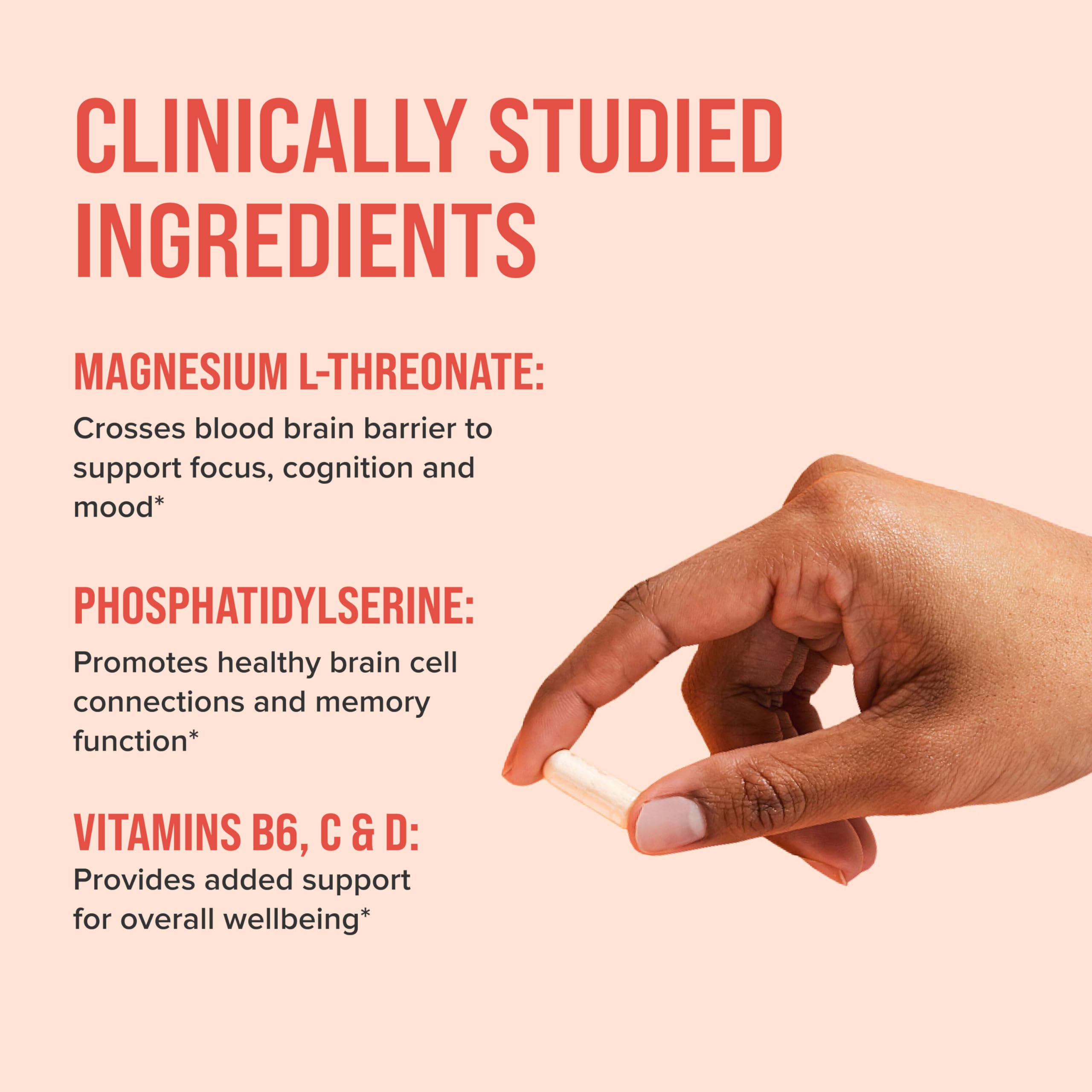 Natural Vitality Focus: Magnesium L-Threonate & Phosphatidylserine Nootropic (60 Capsules) | Gluten Free & Vegetarian