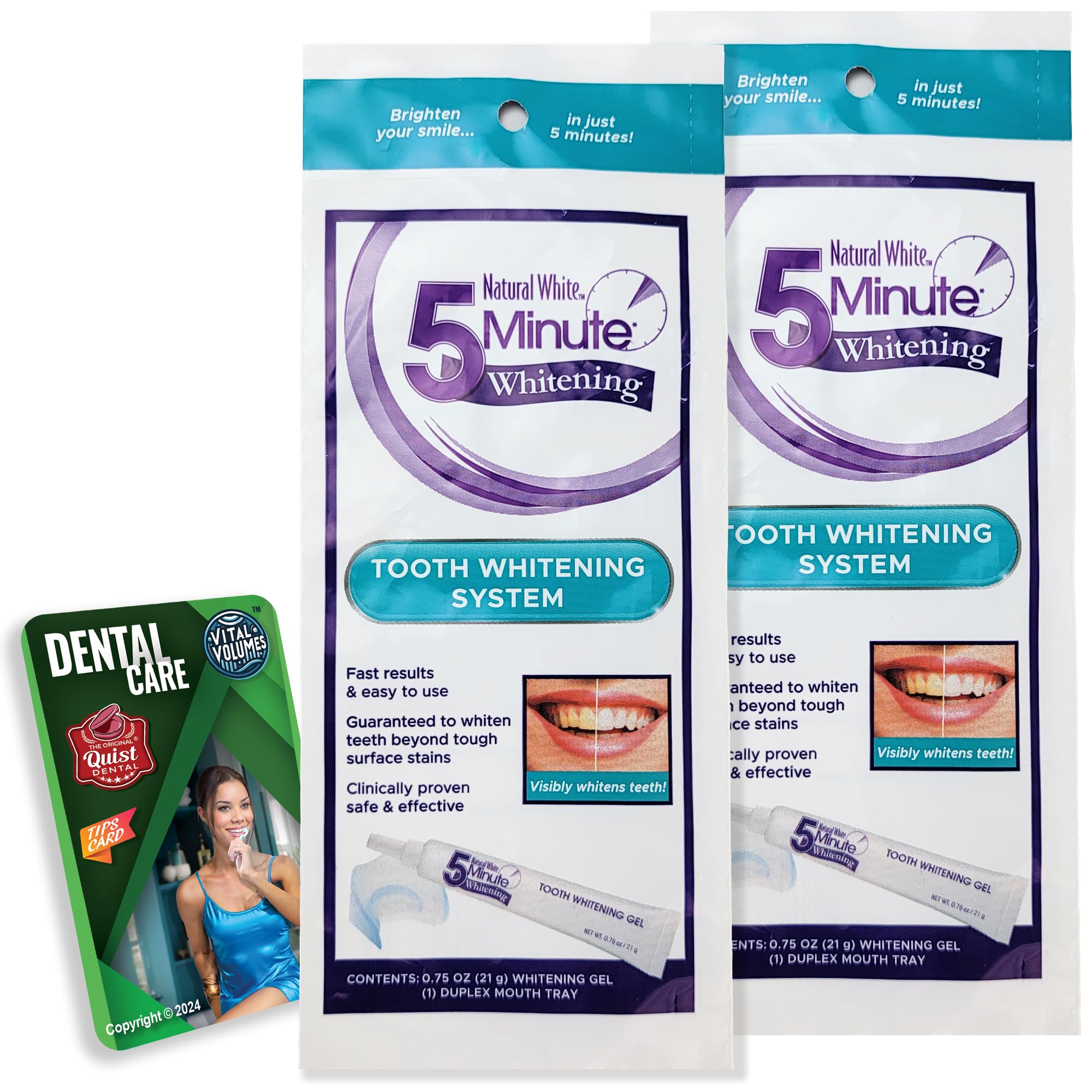 Natural White 5 Minute Whitening – Lornamead 0.75oz Gel & Duplex Mouth Tray 2 Pack | Vital Volumes Dental Card