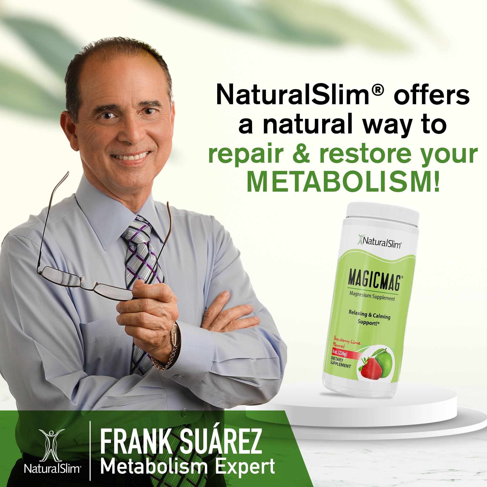 NaturalSlim MagicMag Pure Magnesium Citrate Powder – Strawberry Lime Drink Mix (8oz, 2 Pack)