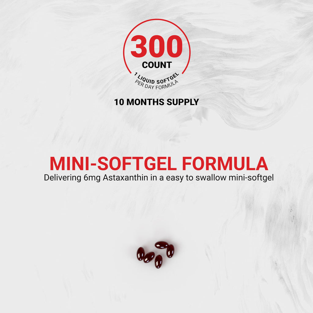 Naturalis New Zealand Astaxanthin – 6mg Mini-Softgels | Non-GMO, Gluten & Soy Free | 300 Softgels