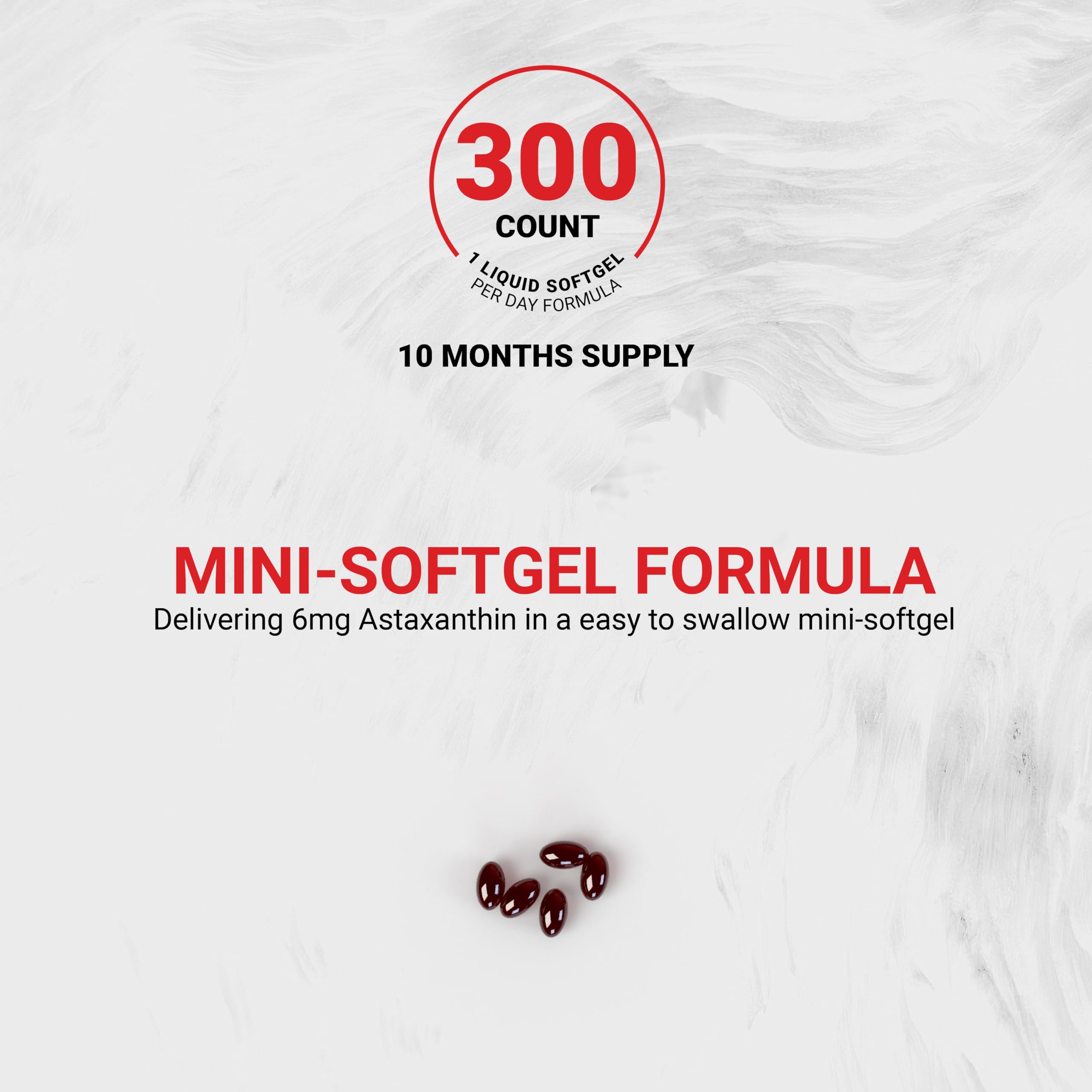 Naturalis New Zealand Astaxanthin – 6mg Mini-Softgels | Non-GMO, Gluten & Soy Free | 300 Softgels