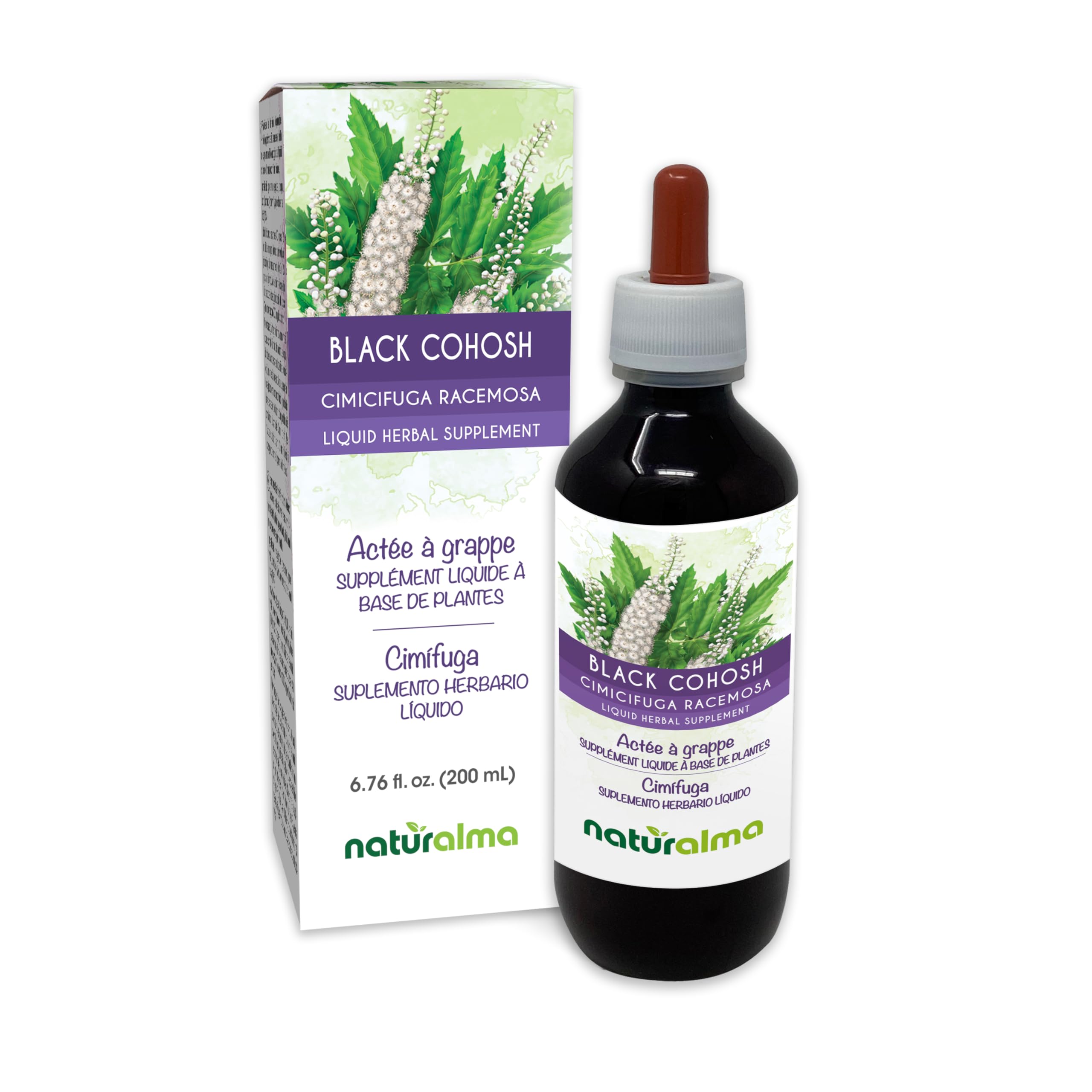 Naturalma Black Cohosh Rhizome Tincture 1:5 Alcohol-Free – 6.76 fl oz – Vegan