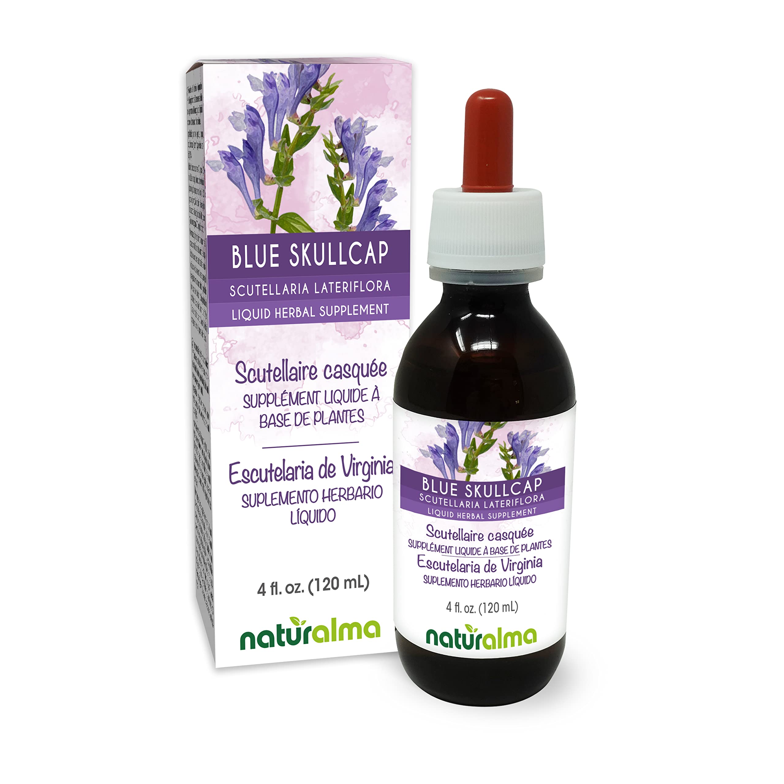 Naturalma Blue Skullcap Liquid Extract (1:10) – Alcohol-Free, Vegan, 4 fl oz