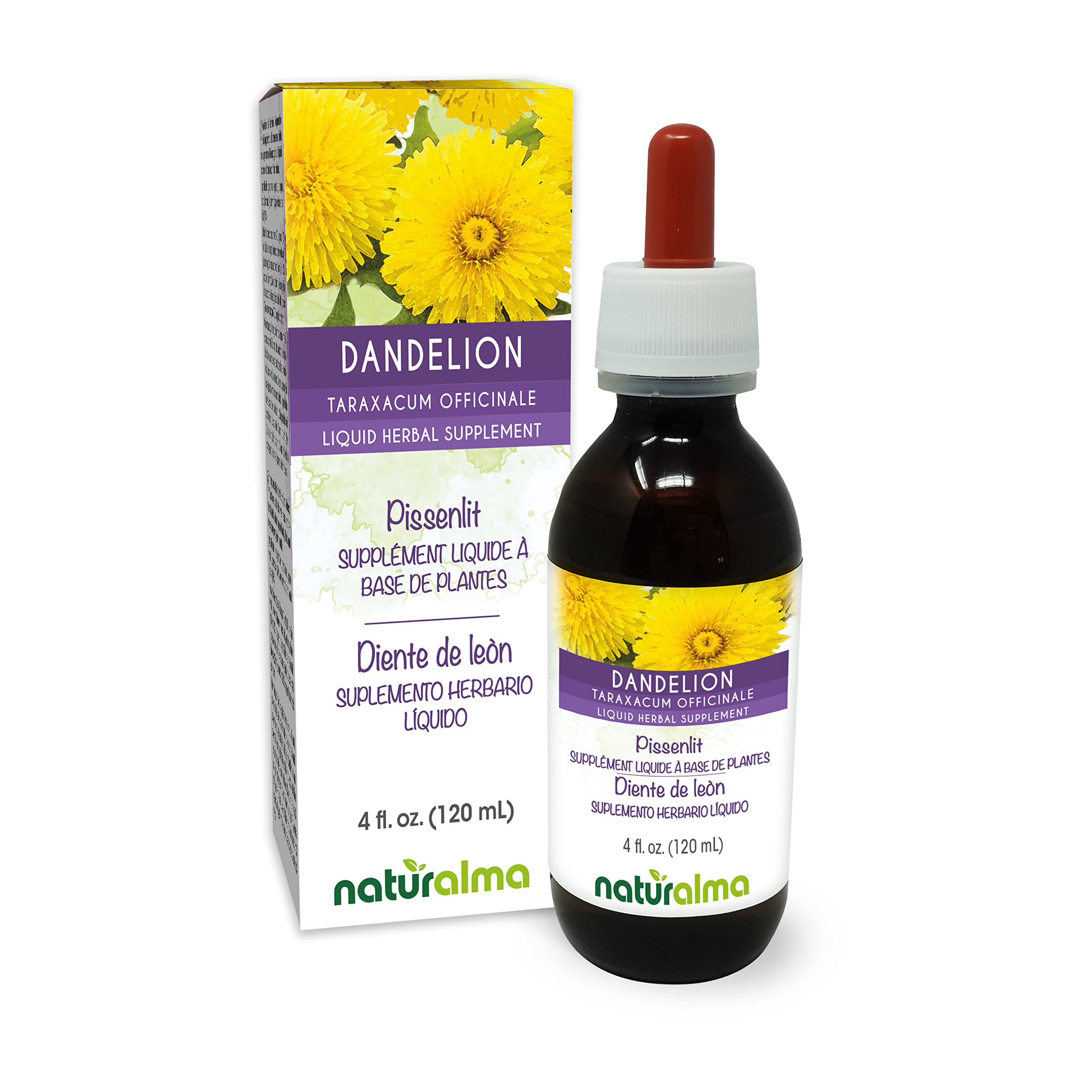 Naturalma Dandelion Tincture 4 oz - Alcohol-Free, Vegan