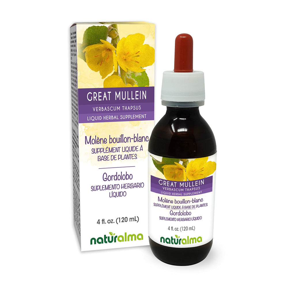 Naturalma Great Mullein Tincture (Verbascum thapsus) – Alcohol-Free, 4 fl oz, Vegan, Made in Italy