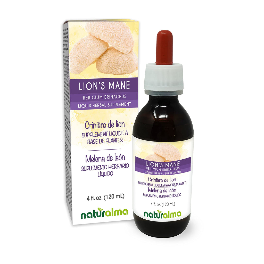 Naturalma Lion's Mane Tincture (Hericium erinaceus) - Alcohol-Free, 4 fl oz Drops - Vegan