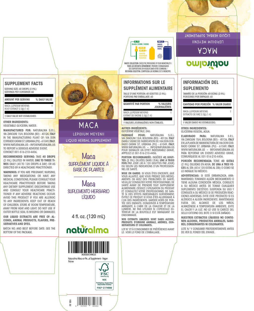 Naturalma Maca Tincture 4 oz – Alcohol-Free, Vegan Drops (Peruvian Ginseng)