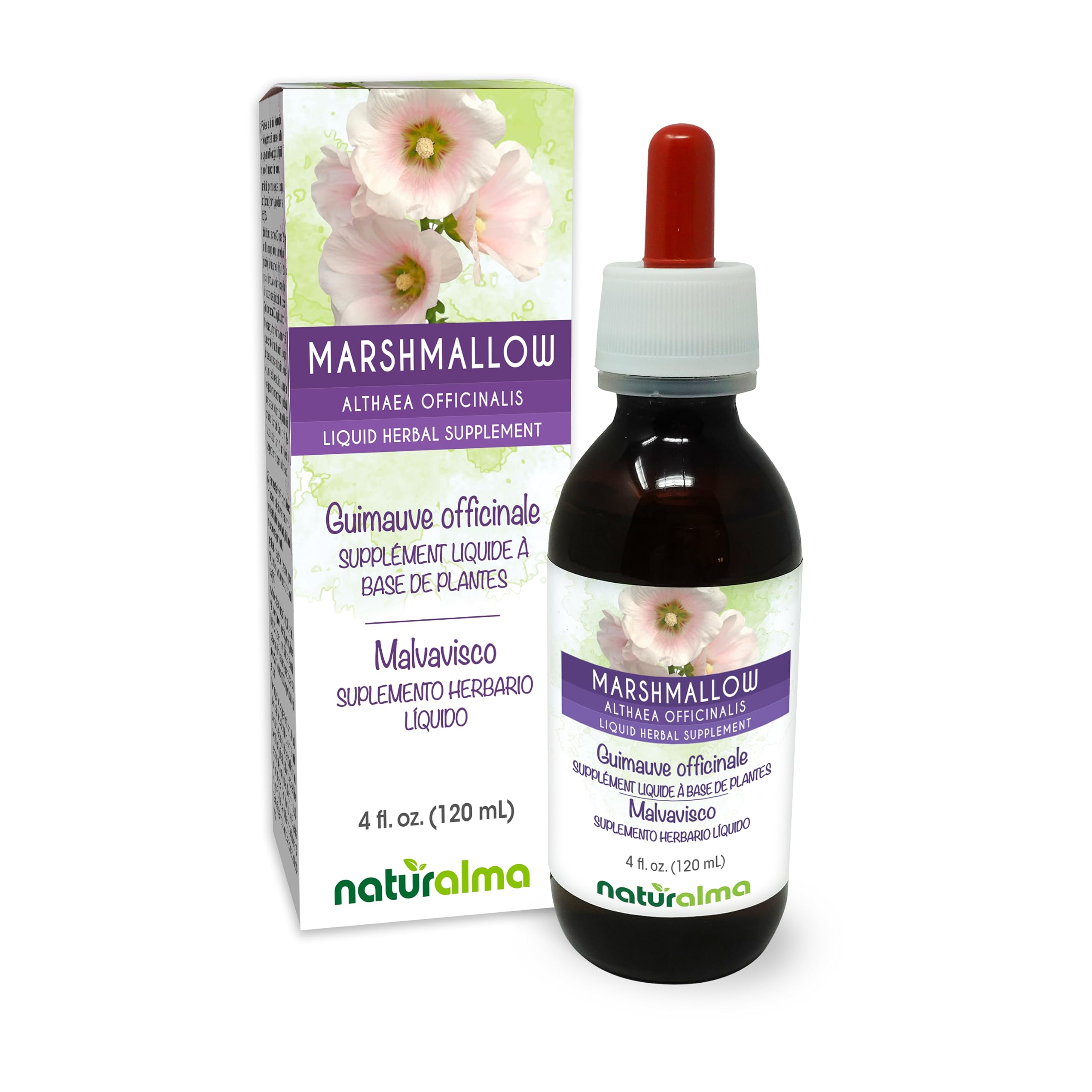Naturalma Marshmallow Root Tincture (Alcohol-Free) – 4 fl oz Drops – Vegan Herbal Supplement