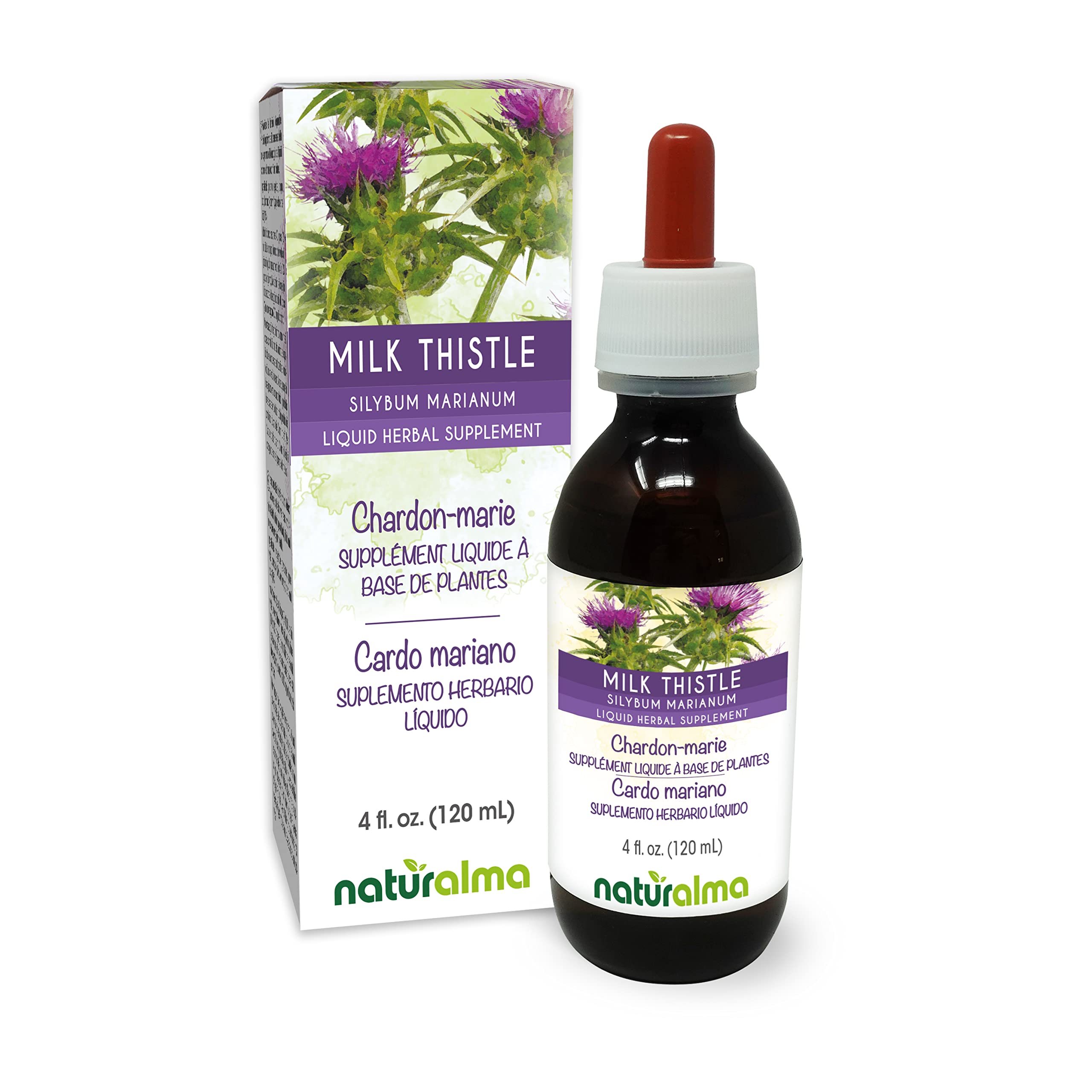 Naturalma Milk Thistle Tincture 4 oz — Alcohol-Free Liquid Extract, Vegan, Made in Italy