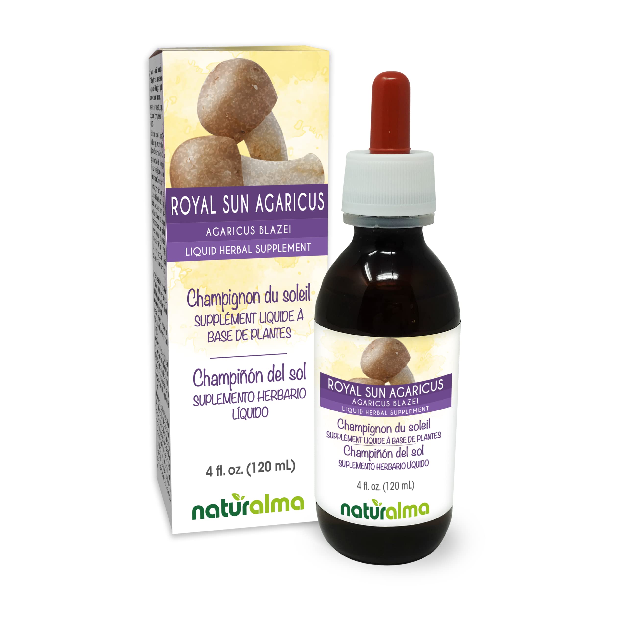 Naturalma Royal Sun Agaricus Mushroom Tincture - Alcohol-Free 4 oz Drops | Vegan Herbal Supplement